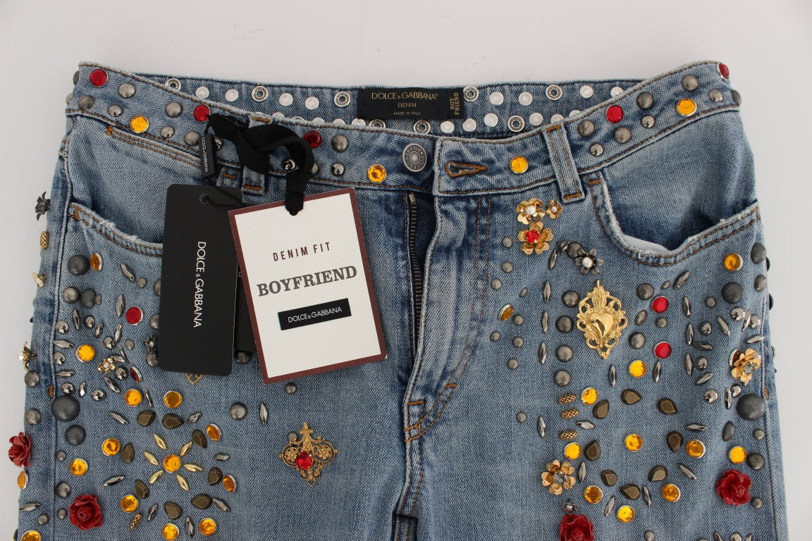 Dolce & Gabbana Crystal Roses Heart embellishes jeans-5
