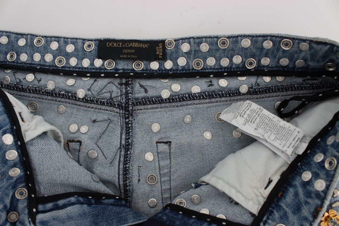 Dolce & Gabbana Crystal Roses Heart embellishes jeans-6