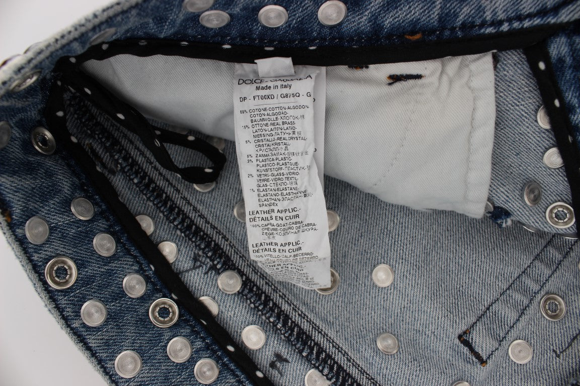 Dolce & Gabbana Crystal Roses Heart embellishes jeans-7