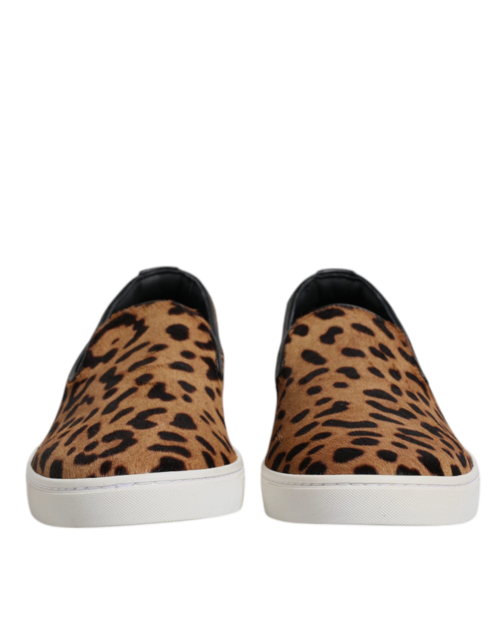 Zapatillas deportivas de piel de becerro marrón con estampado de leopardo de Dolce & Gabbana-2