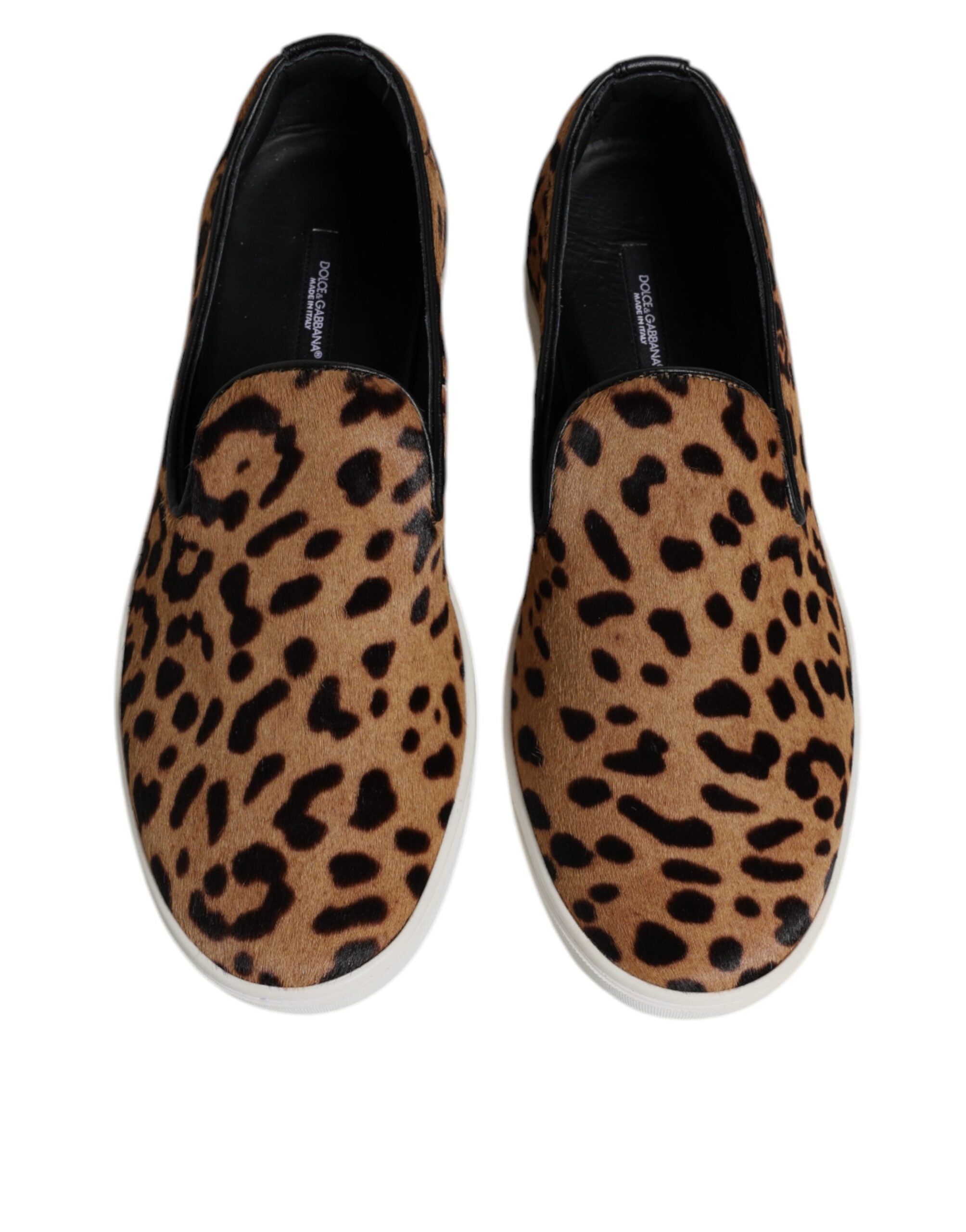 Zapatillas deportivas de piel de becerro marrón con estampado de leopardo de Dolce & Gabbana-3