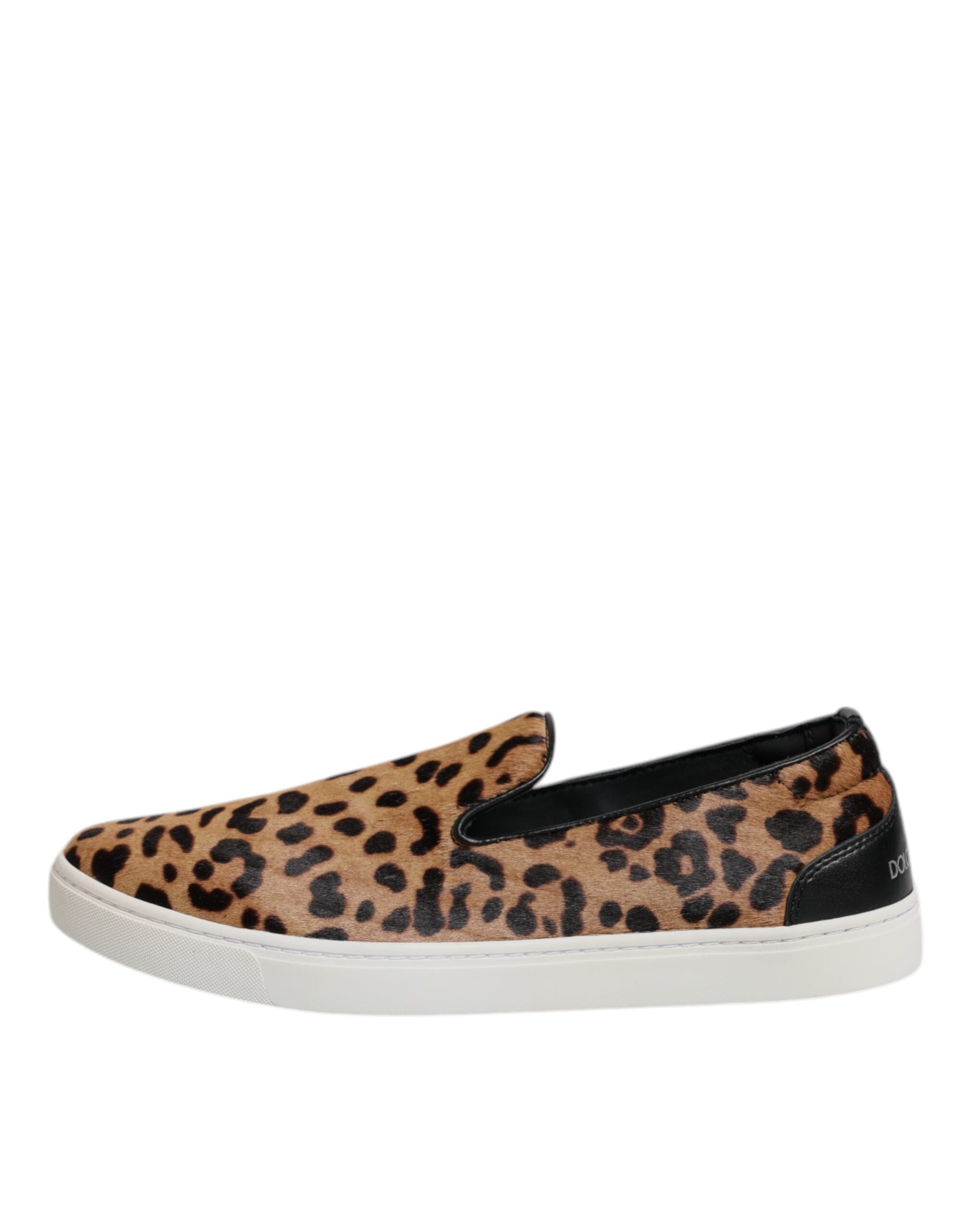 Zapatillas deportivas de piel de becerro marrón con estampado de leopardo de Dolce & Gabbana-6