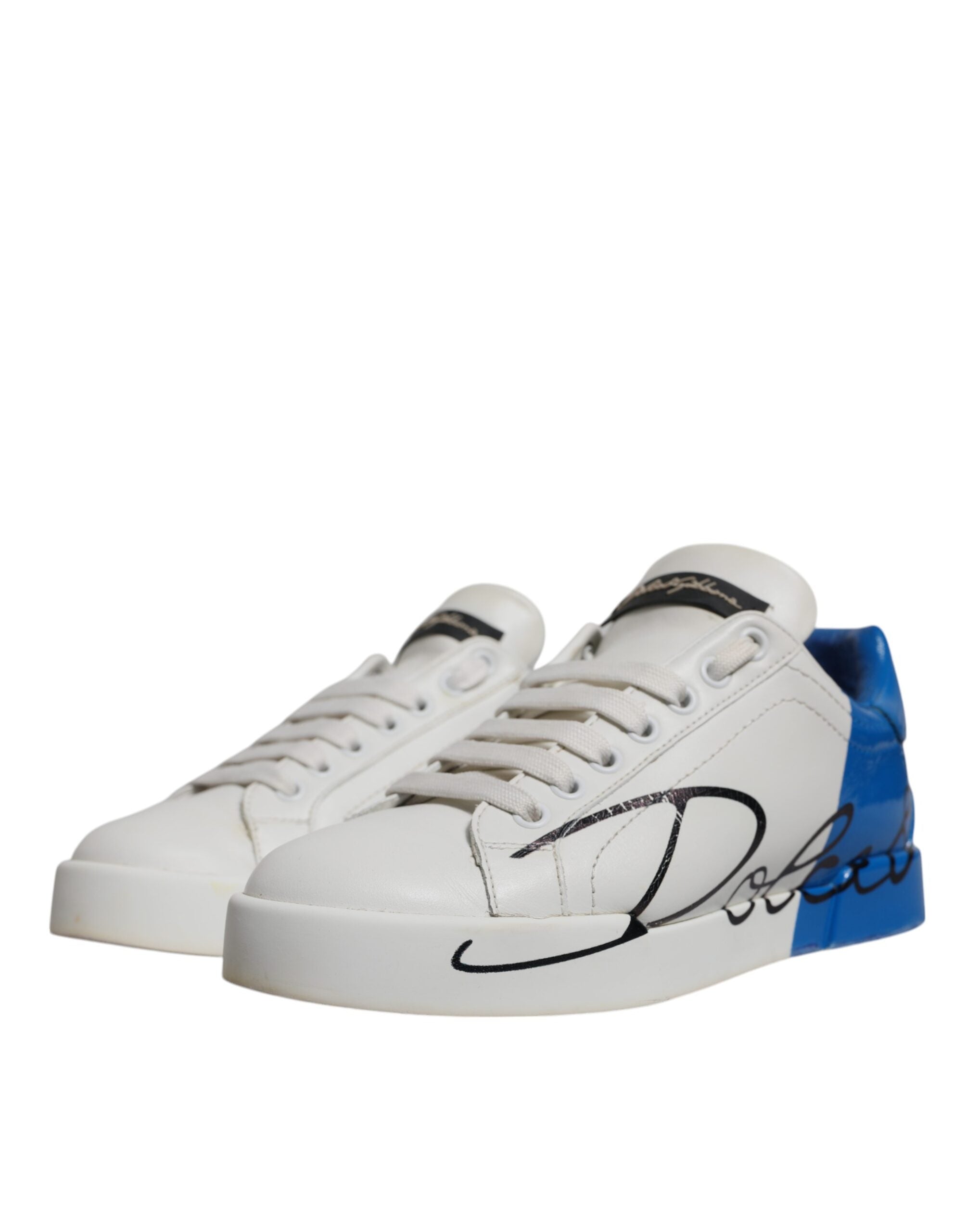 Dolce & Gabbana Weiß Blau Logo Portofino Turnschuhe Schuhe-3