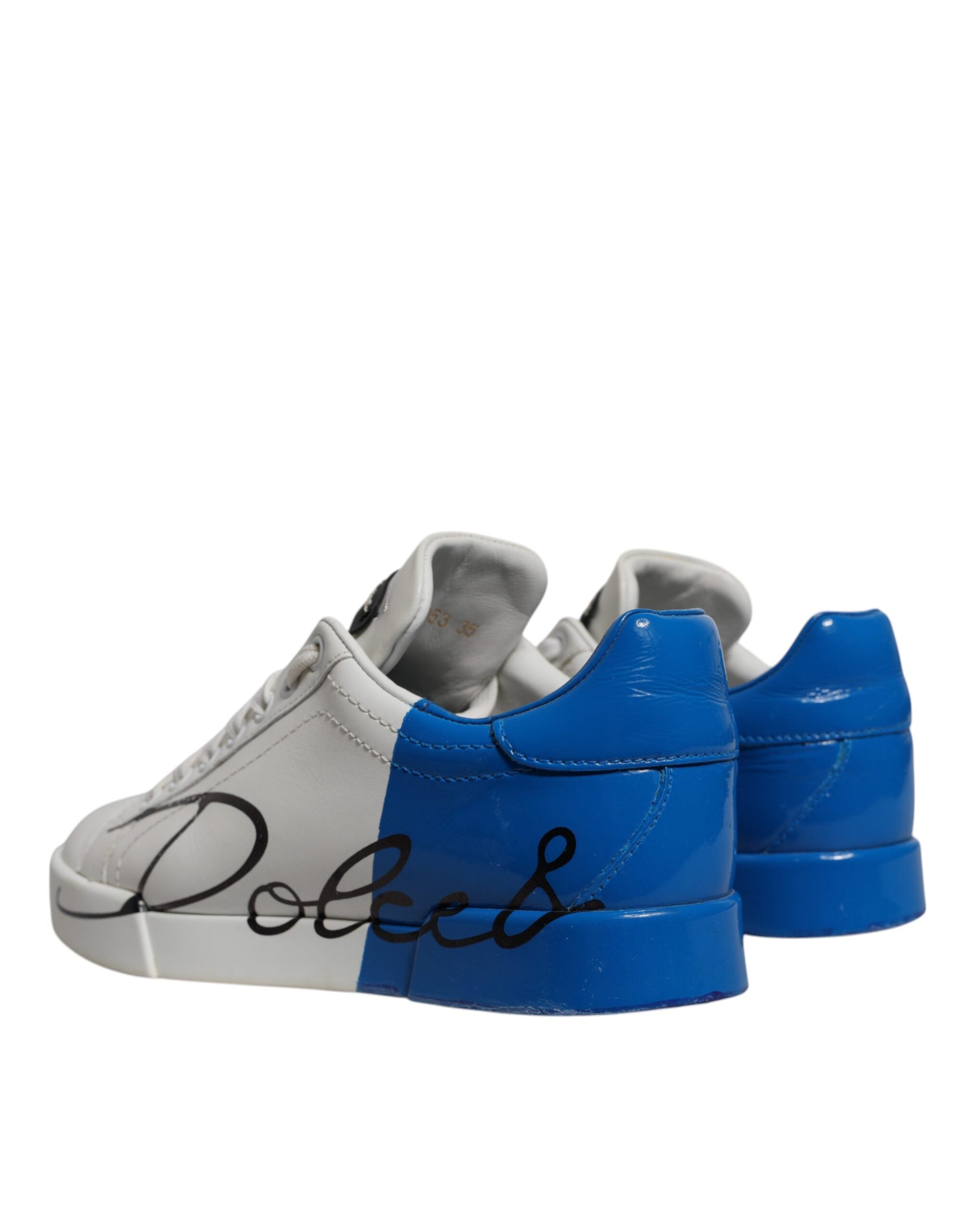 Dolce & Gabbana Weiß Blau Logo Portofino Turnschuhe Schuhe-4