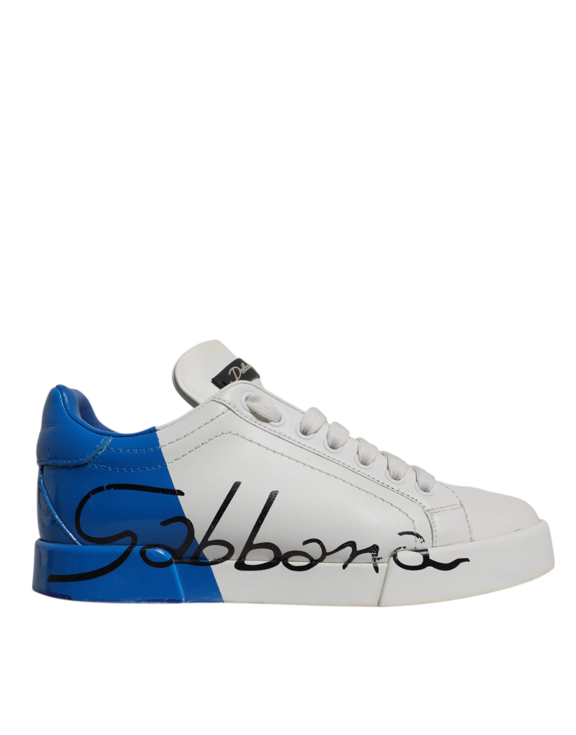 Dolce & Gabbana Weiß Blau Logo Portofino Turnschuhe Schuhe-6