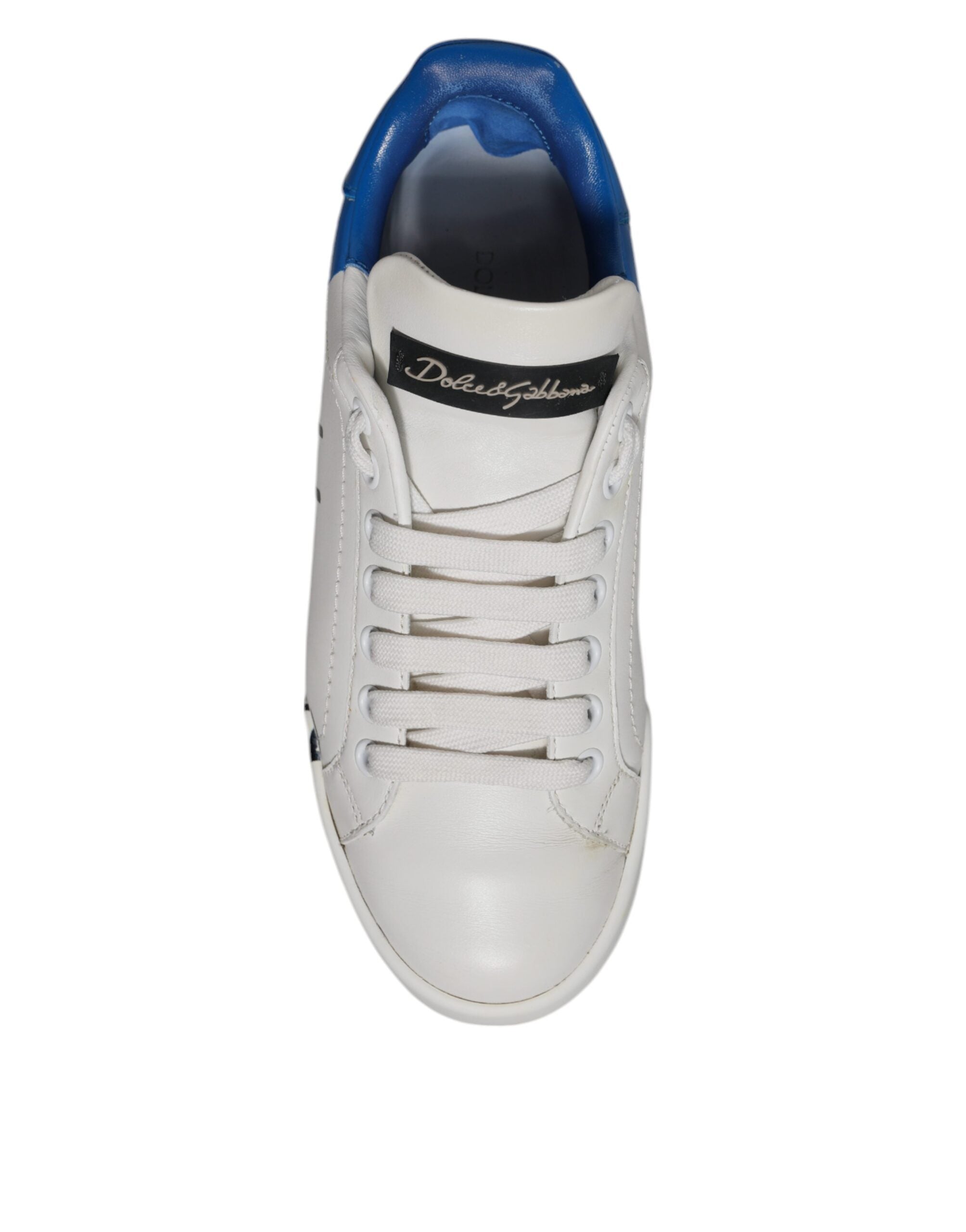Dolce & Gabbana Weiß Blau Logo Portofino Turnschuhe Schuhe-8
