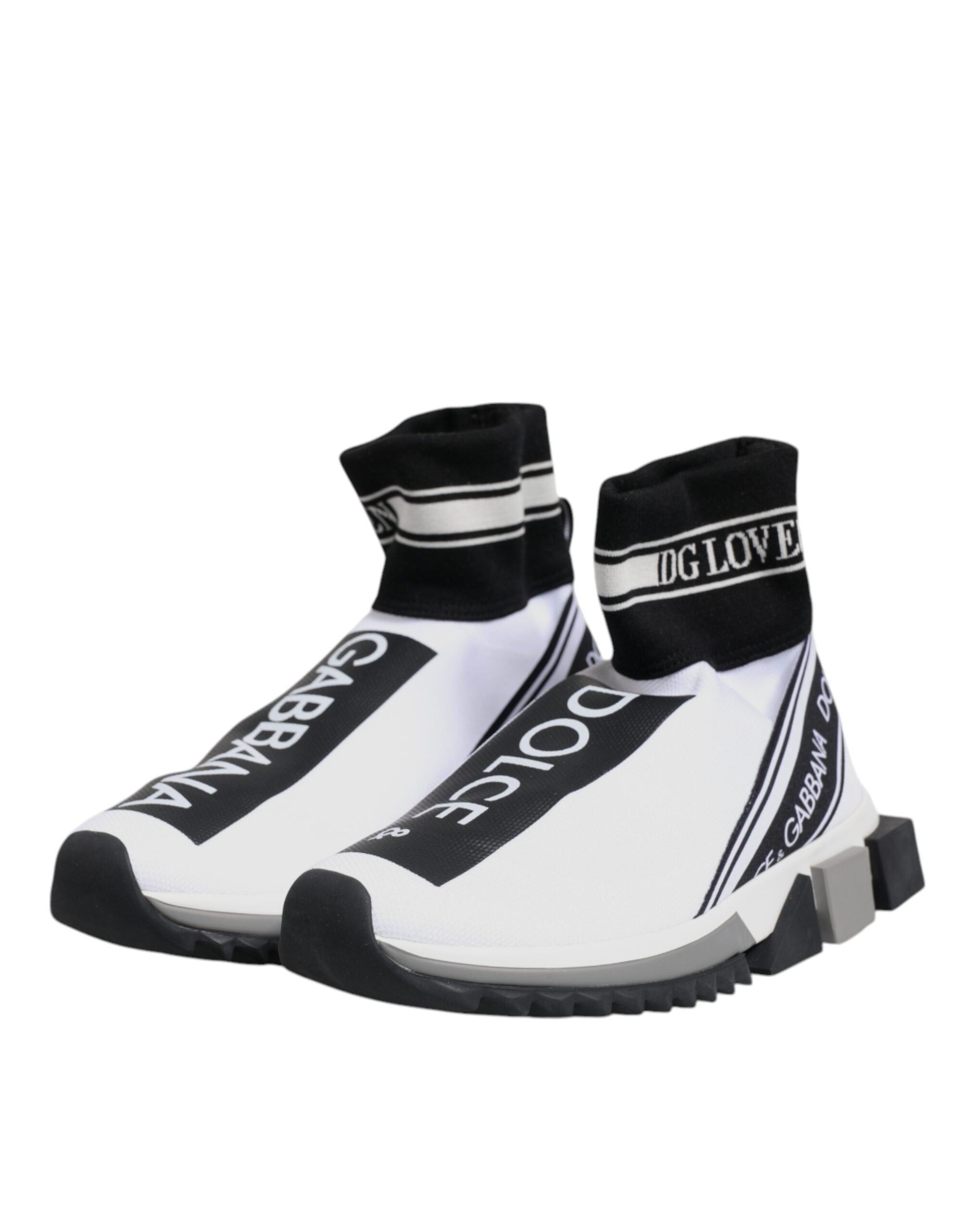 Dolce & Gabbana White Black Sorrento Socks Sneakers Shoes-4