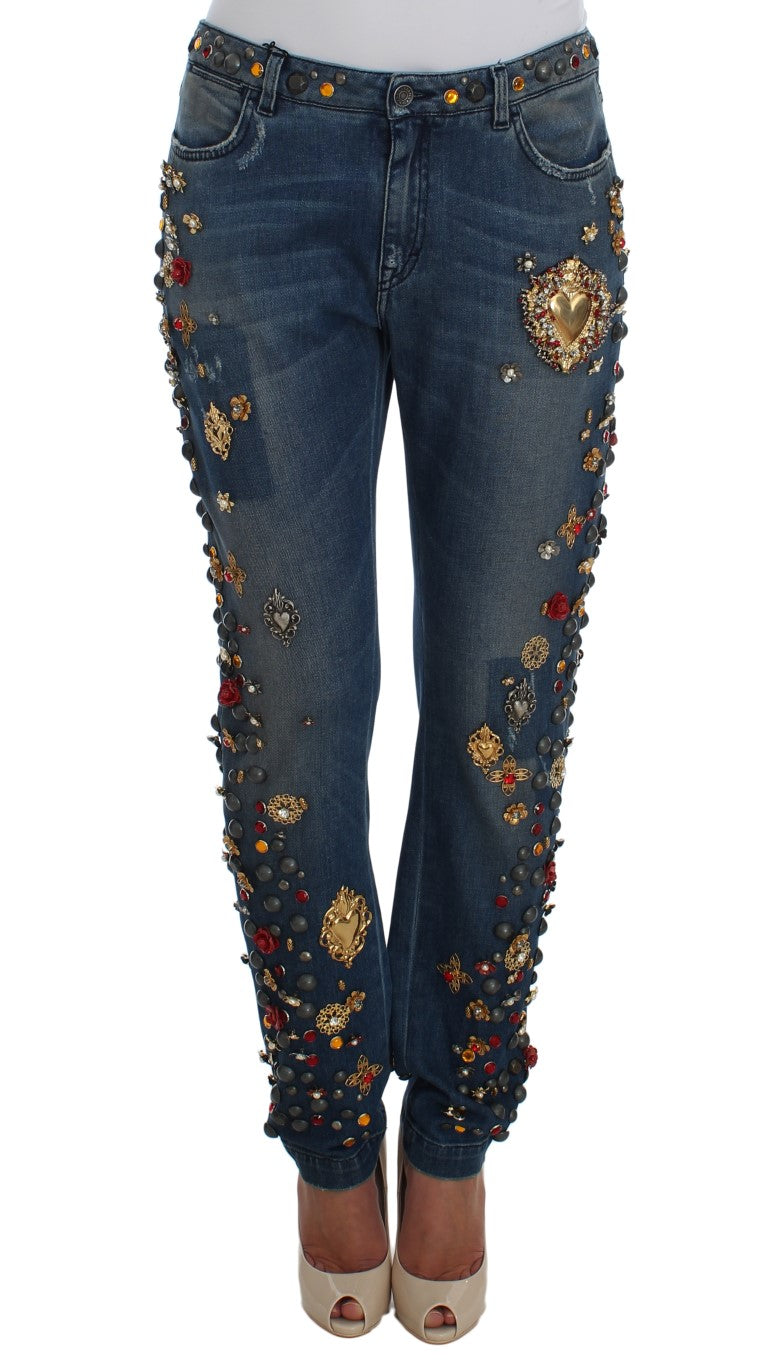 Dolce & Gabbana Crystal Roses Heart embellishes jeans