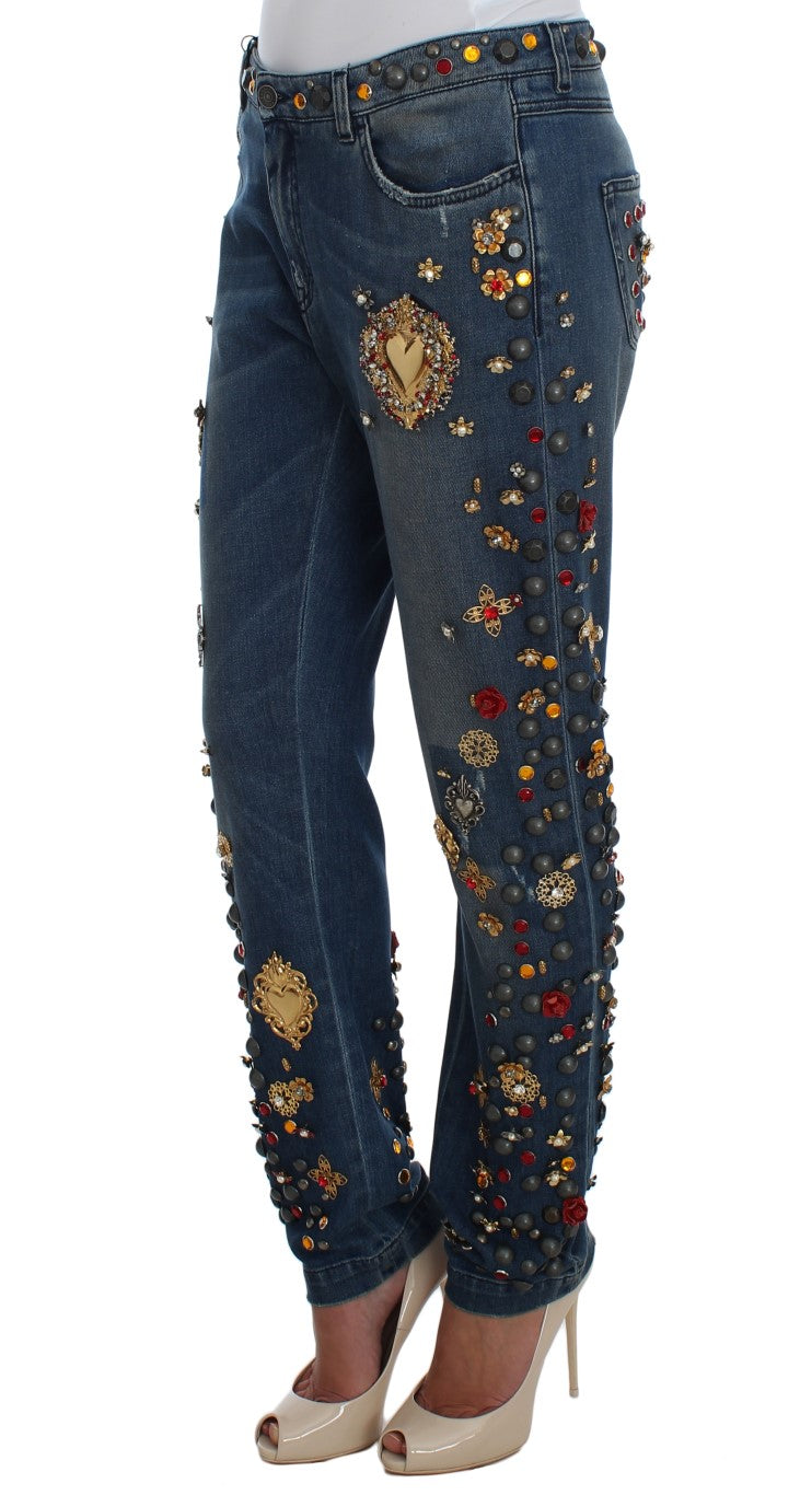 Dolce & Gabbana Crystal Roses Heart embellishes jeans-2