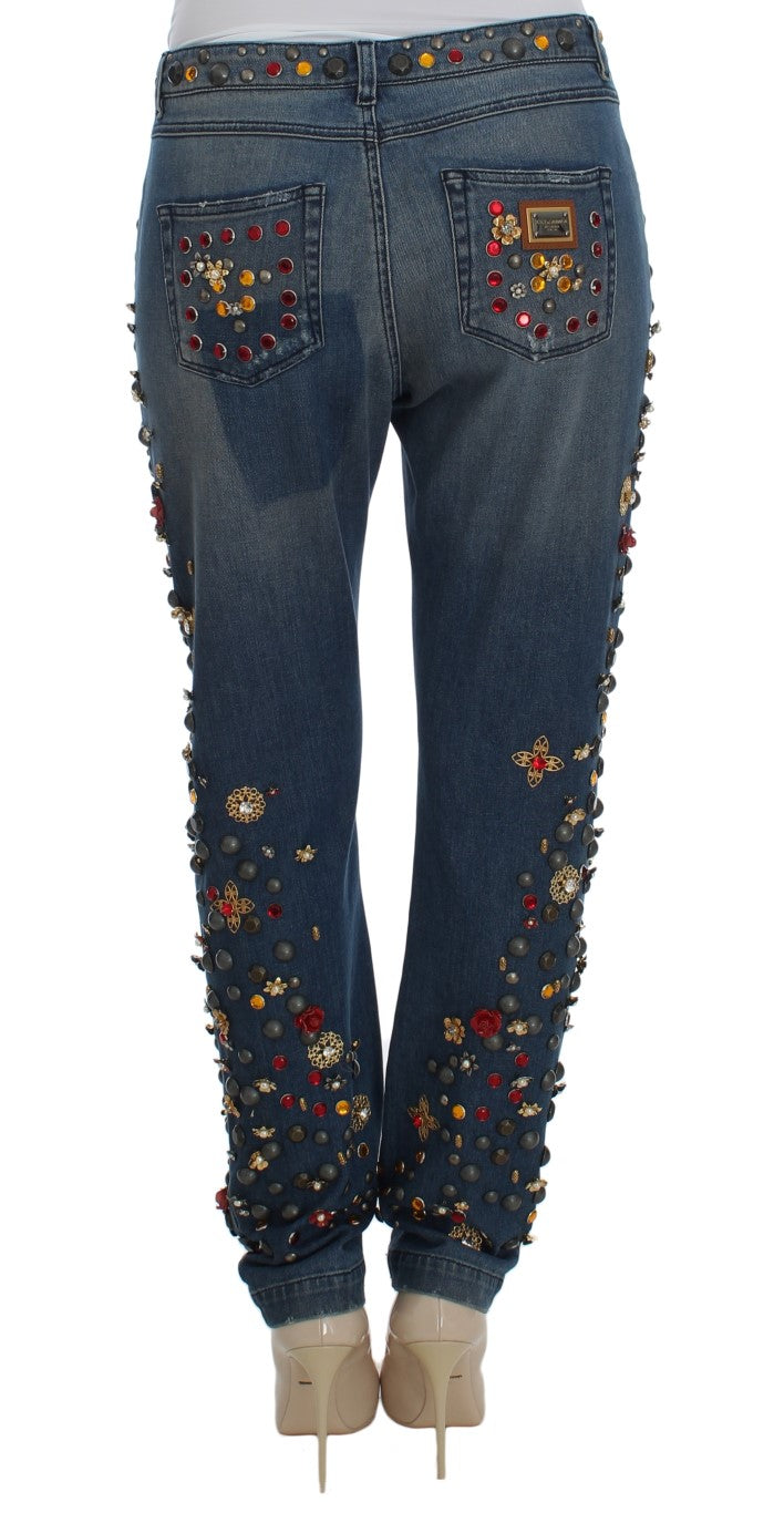 Dolce & Gabbana Crystal Roses Heart embellishes jeans-3