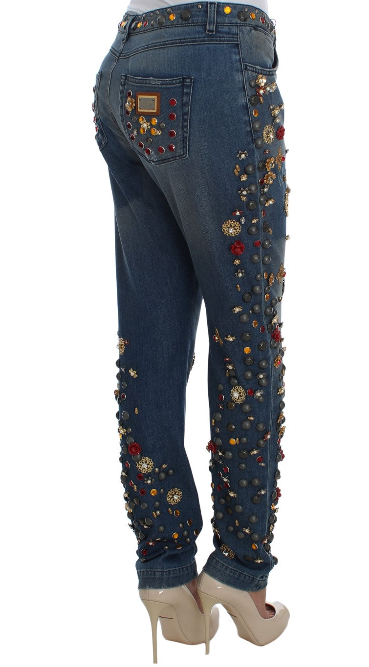 Dolce & Gabbana Crystal Roses Heart embellishes jeans-4
