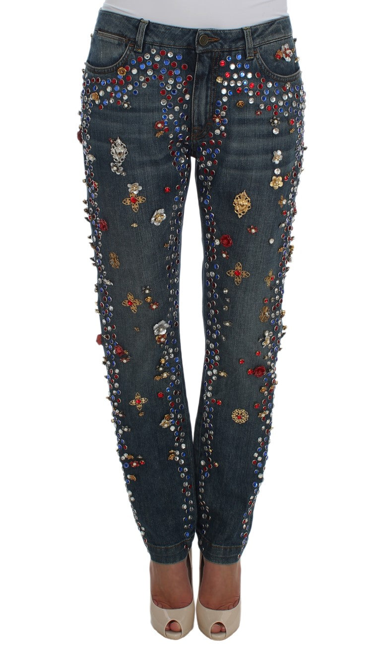 Dolce & Gabbana Crystal Roses Heart embellishes jeans