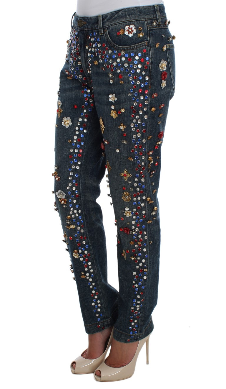 Dolce & Gabbana Crystal Roses Heart embellishes jeans-2