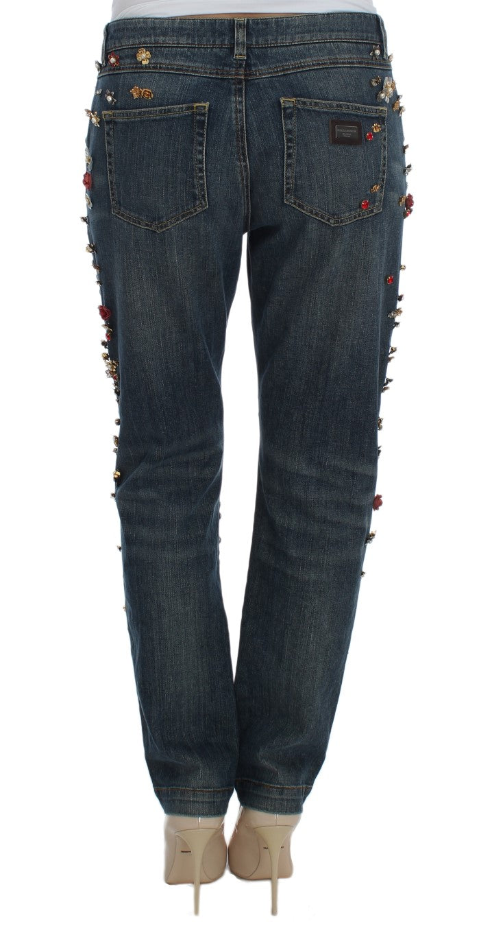 Dolce & Gabbana Crystal Roses Heart embellishes jeans-3