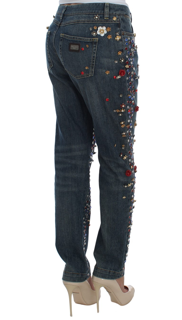 Dolce & Gabbana Crystal Roses Heart embellishes jeans-4