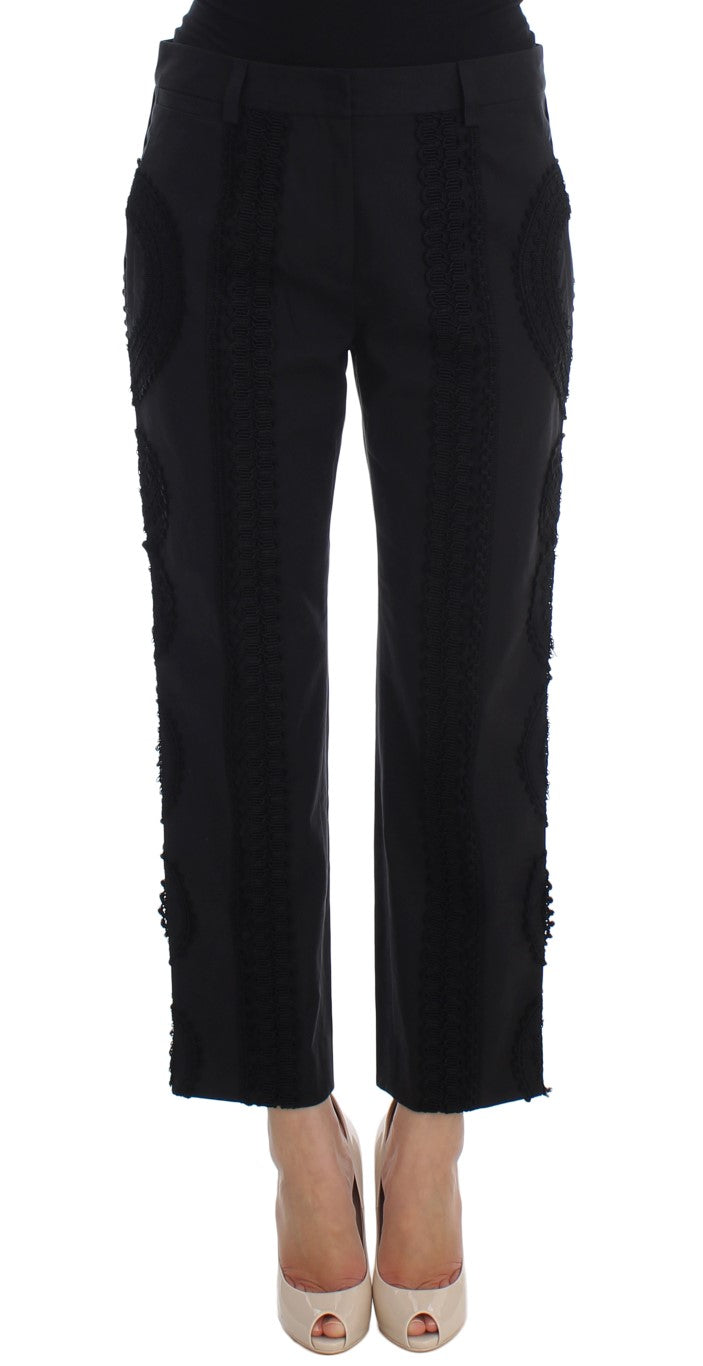 Dolce & Gabbana Black Cotton Stretch Capri Trousers