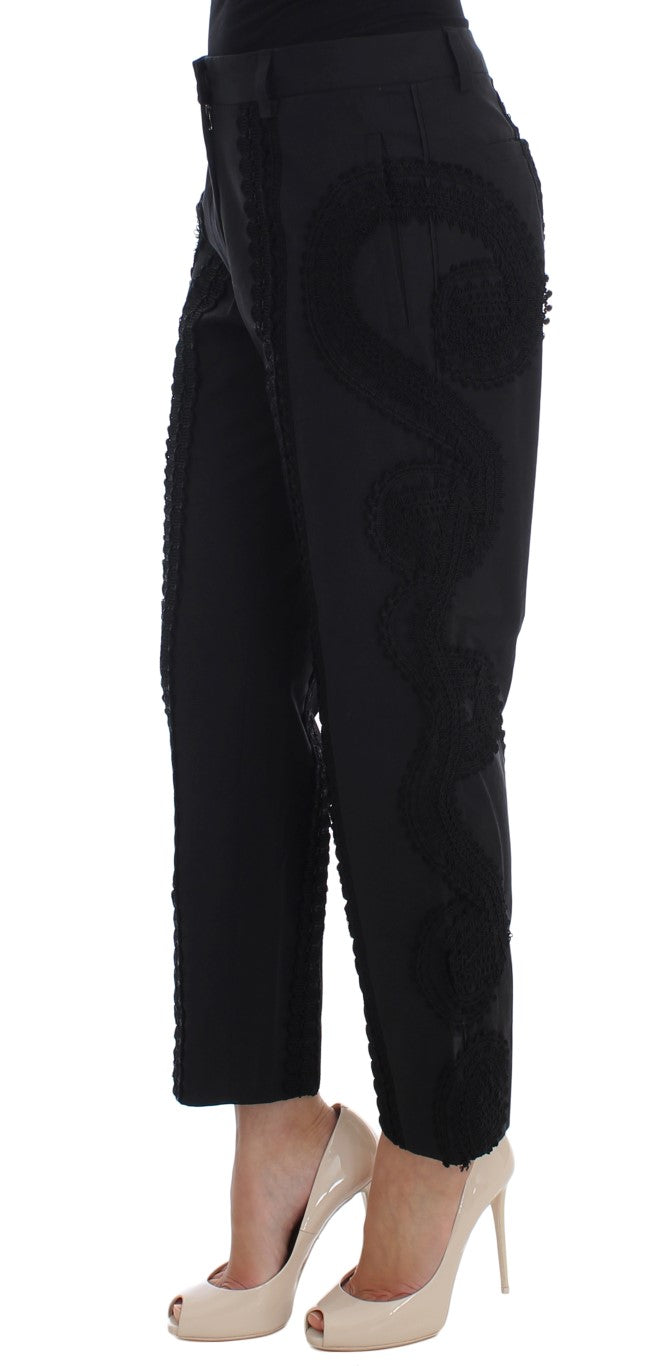 Dolce & Gabbana Black Cotton Stretch Capri Trousers-2