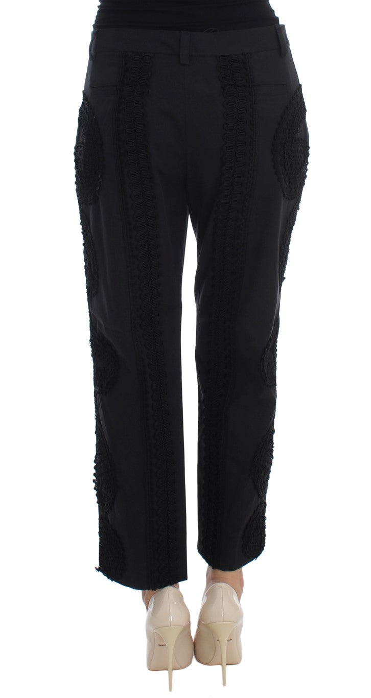 Dolce & Gabbana Black Cotton Stretch Capri Trousers-3
