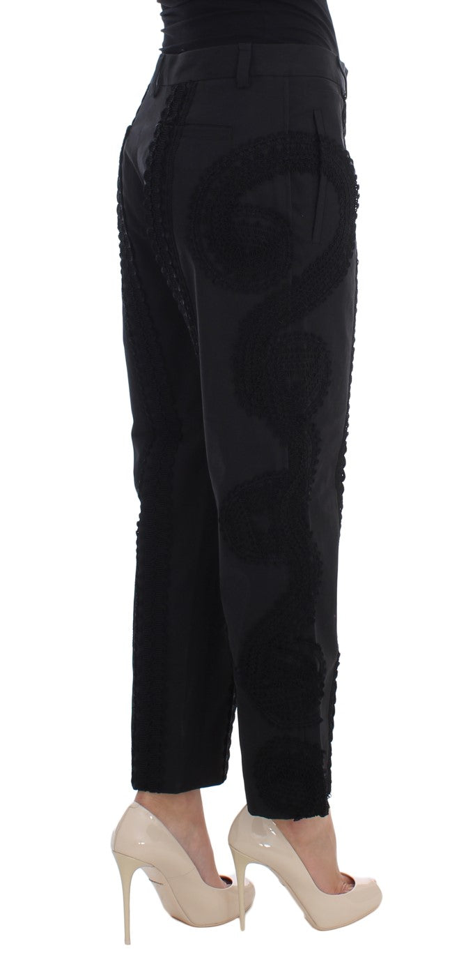 Dolce & Gabbana Black Cotton Stretch Capri Trousers-4