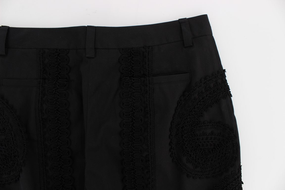 Dolce & Gabbana Black Cotton Stretch Capri Trousers-7
