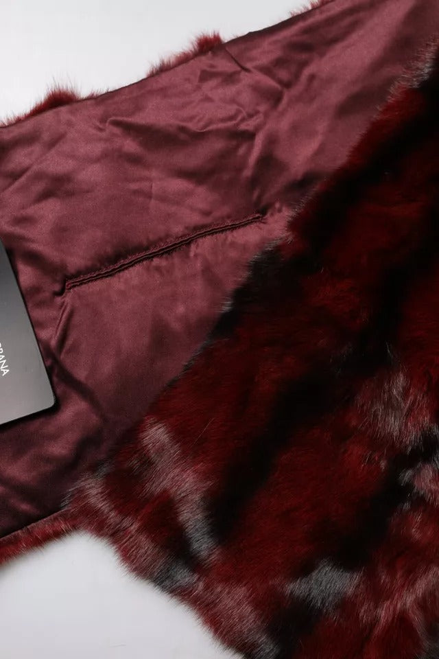 Dolce & Gabbana Schwarz Rot Gestreifter Pelz Schal Hals Wrap Schal-8