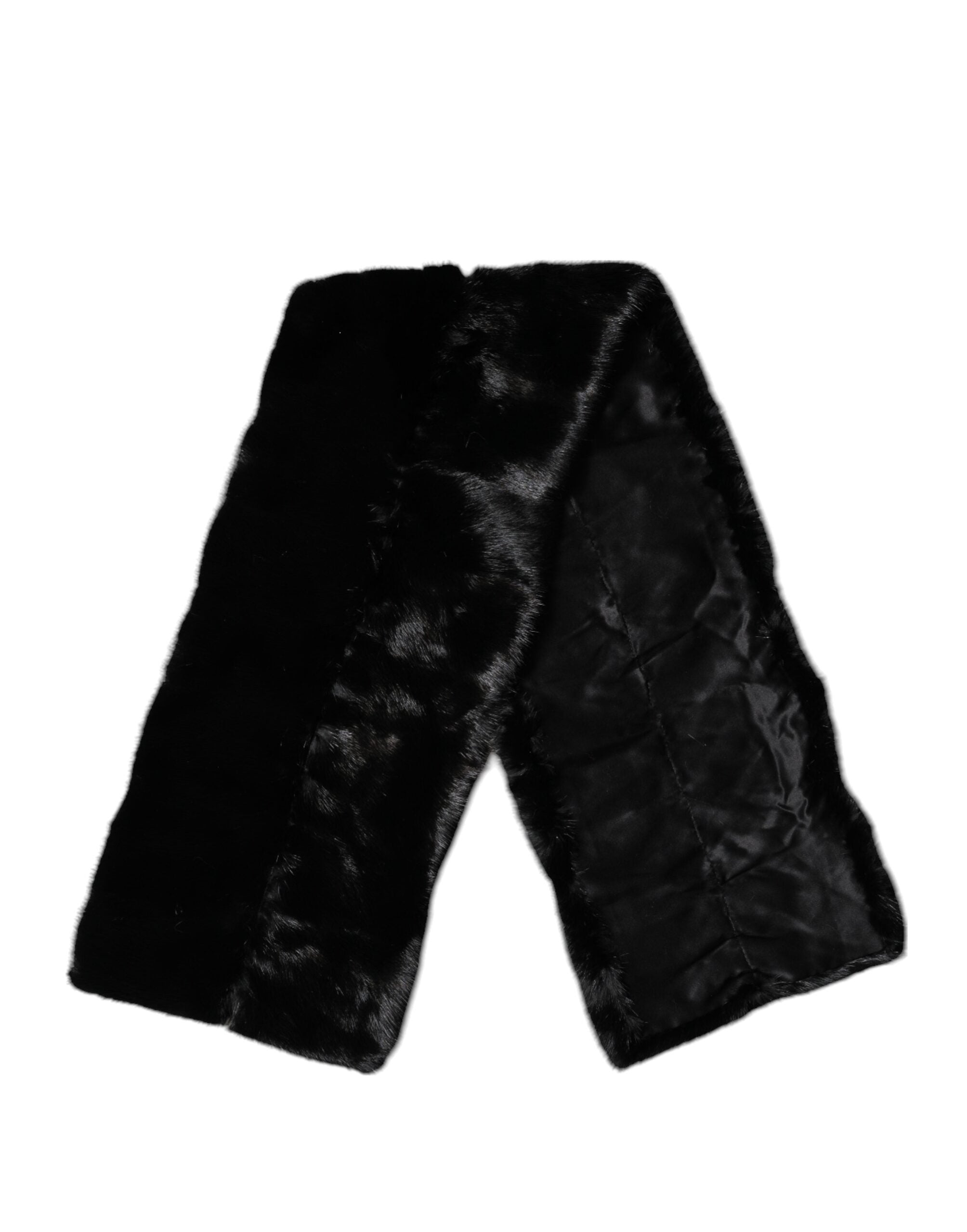 Dolce & Gabbana Black Fur Scarf Neck Wrap Cover Collar Scarf-5