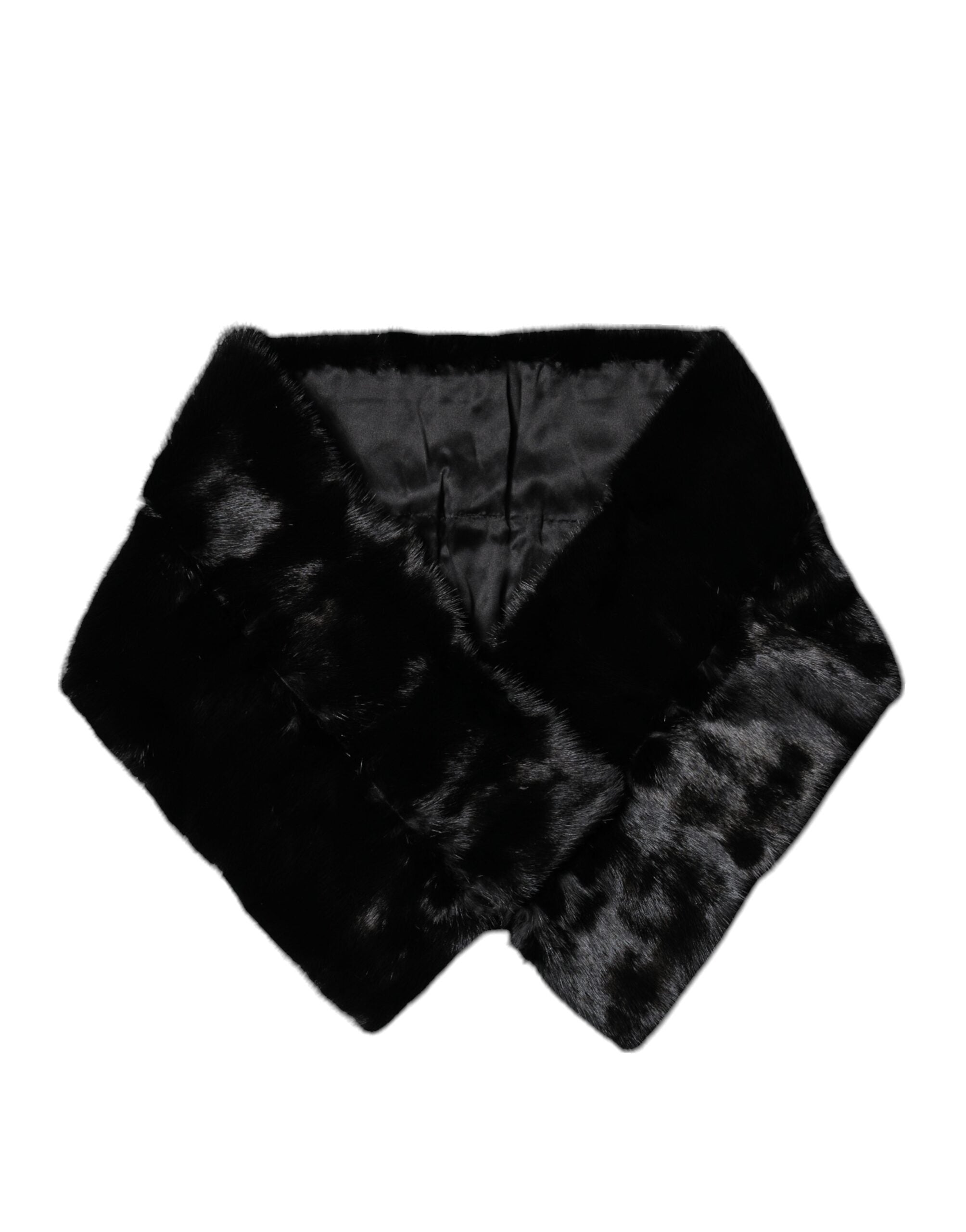 Dolce & Gabbana Black Fur Scarf Neck Wrap Cover Collar Scarf-6