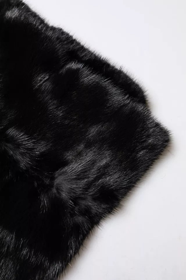 Dolce & Gabbana Black Fur Scarf Neck Wrap Cover Collar Scarf-7