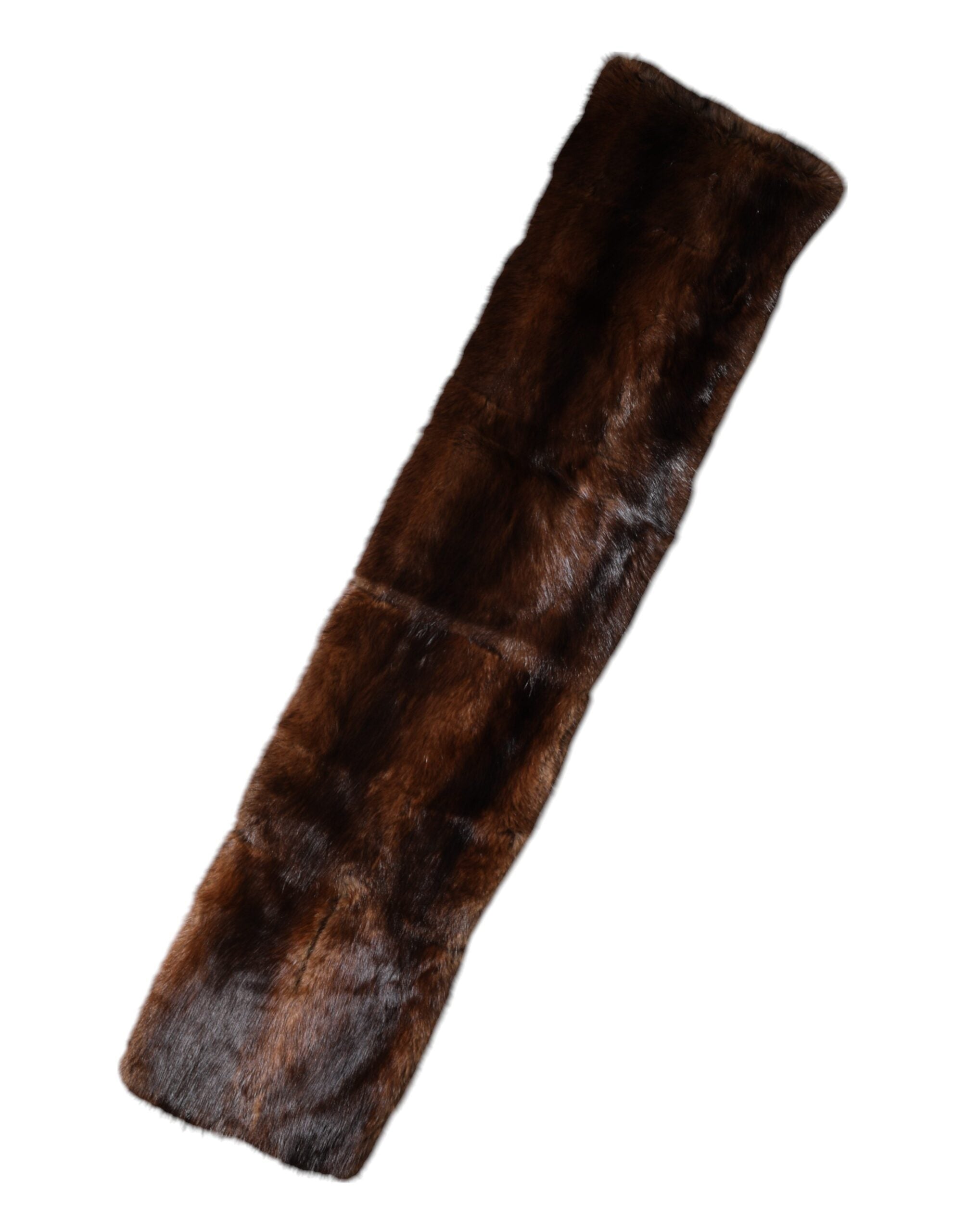 Dolce & Gabbana Black-brown striped fur scarf wrap scarf-5