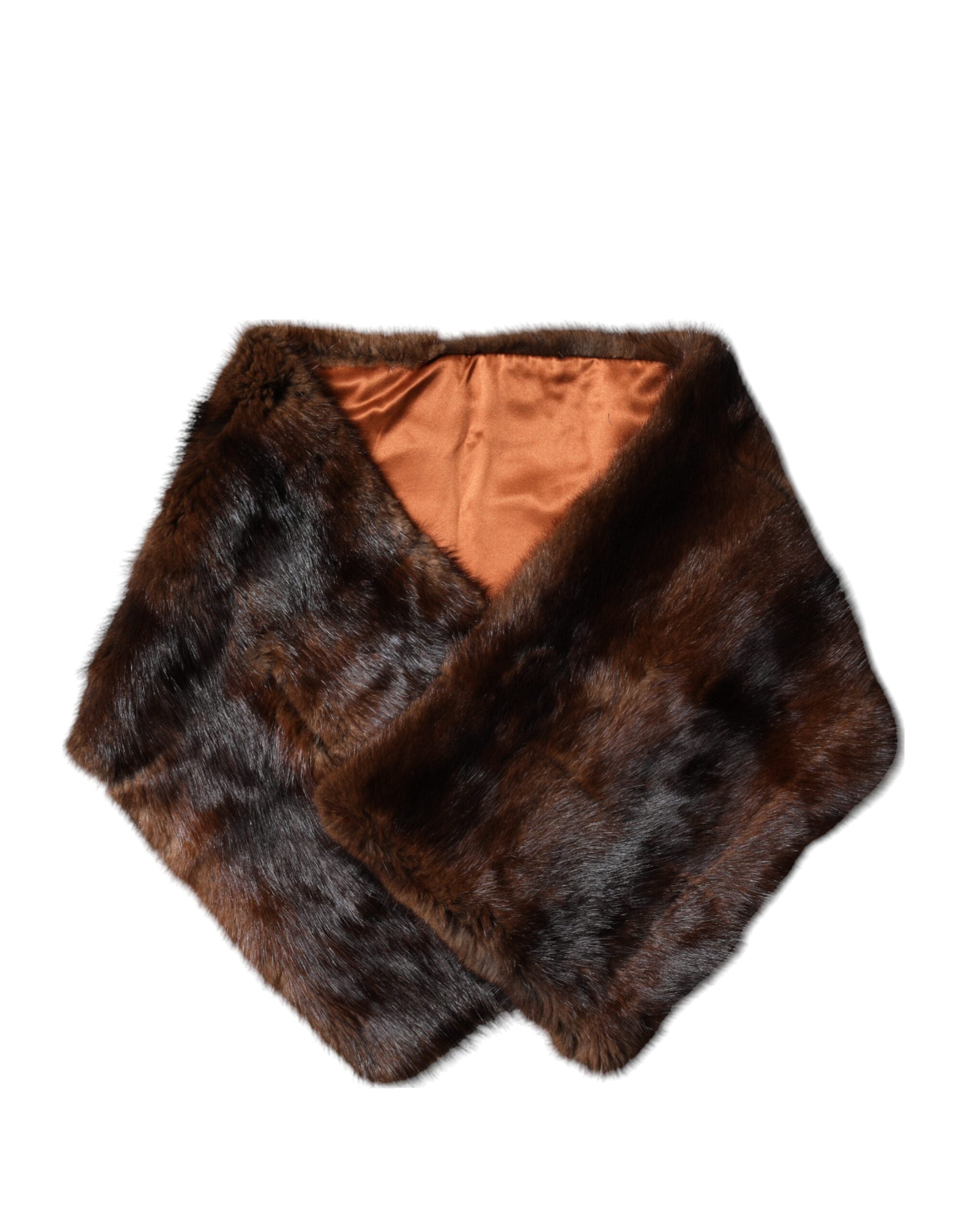 Dolce & Gabbana Black-brown striped fur scarf wrap scarf-7