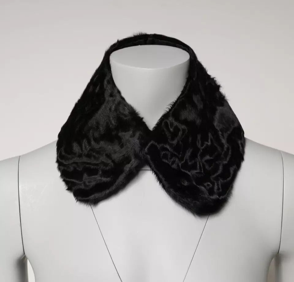 Bufanda cruzada para mujer con cuello de piel de cordero negra de Dolce & Gabbana-6