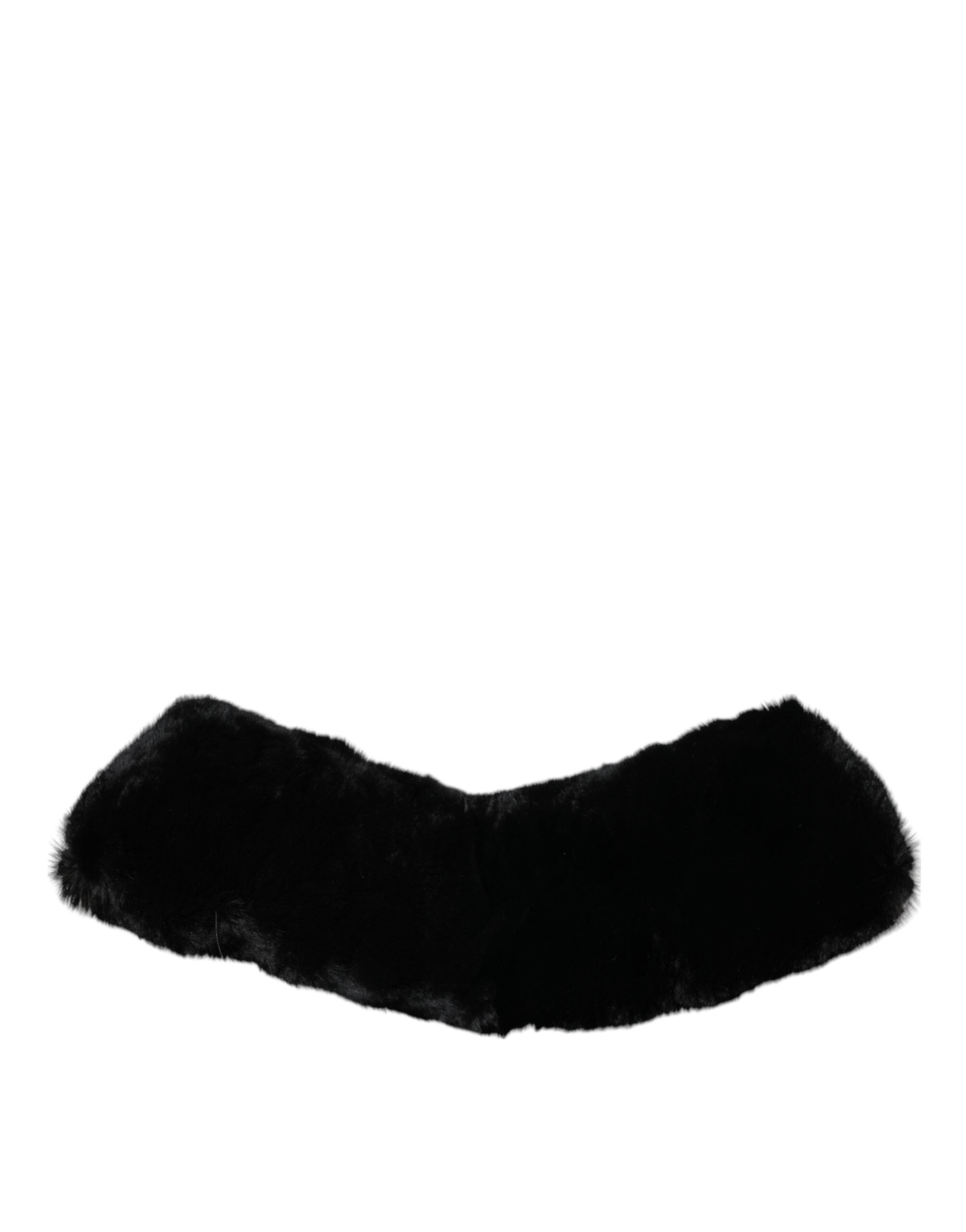 Dolce & Gabbana Black Lambskin Collar Women's Neck Wrap Scarf-2