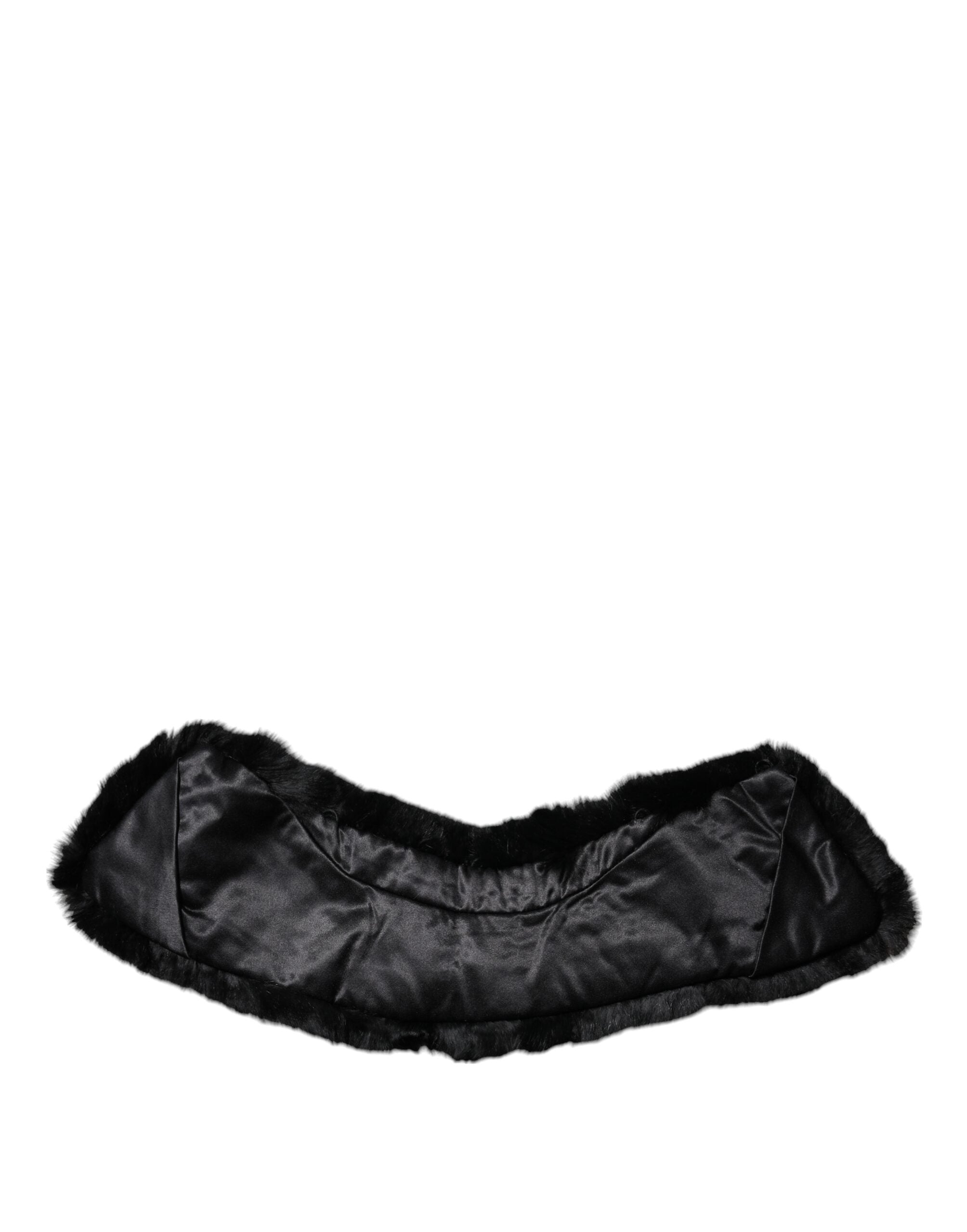 Dolce & Gabbana Black Lambskin Collar Women's Neck Wrap Scarf-3