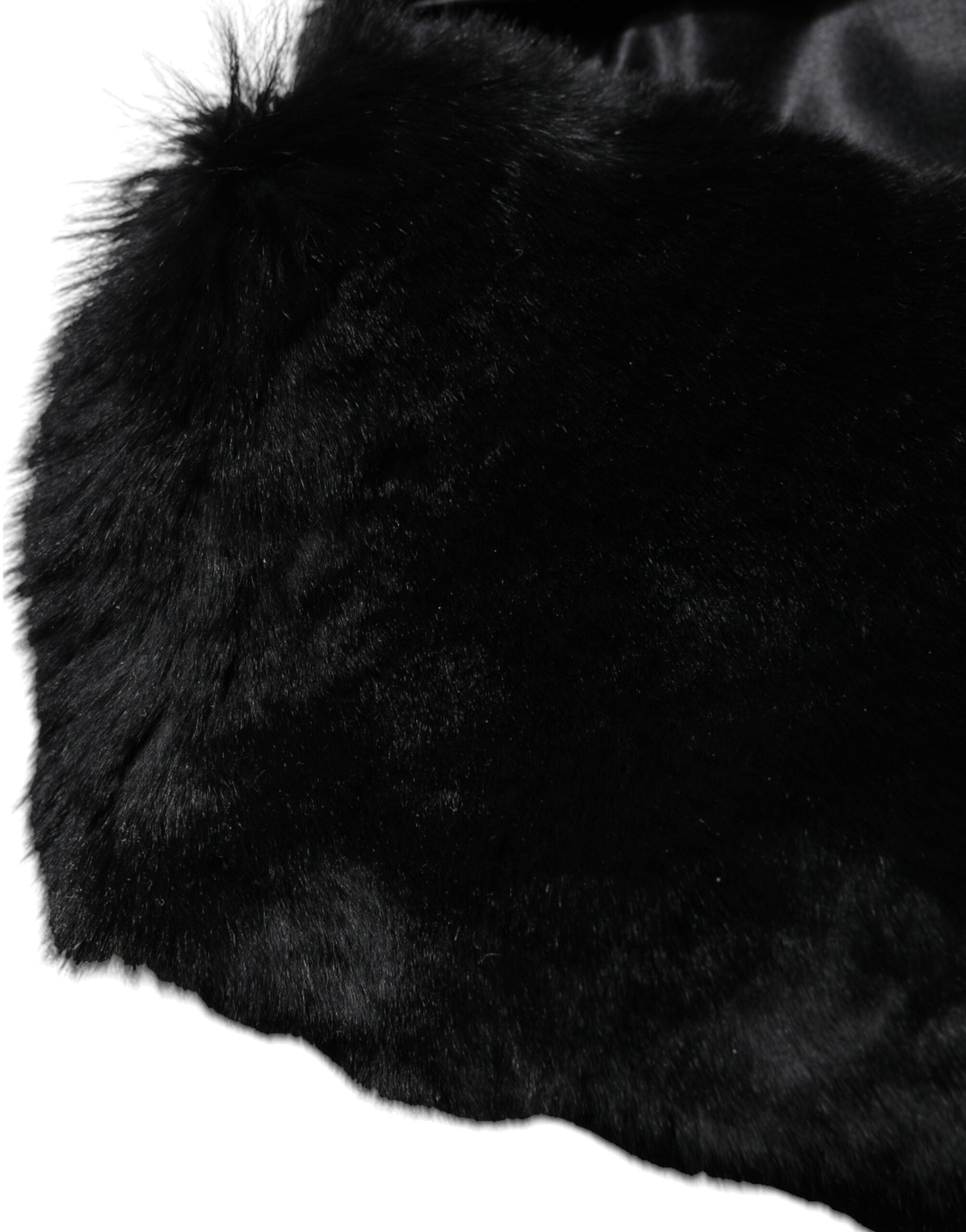 Dolce & Gabbana Black Lambskin Collar Women's Neck Wrap Scarf-4