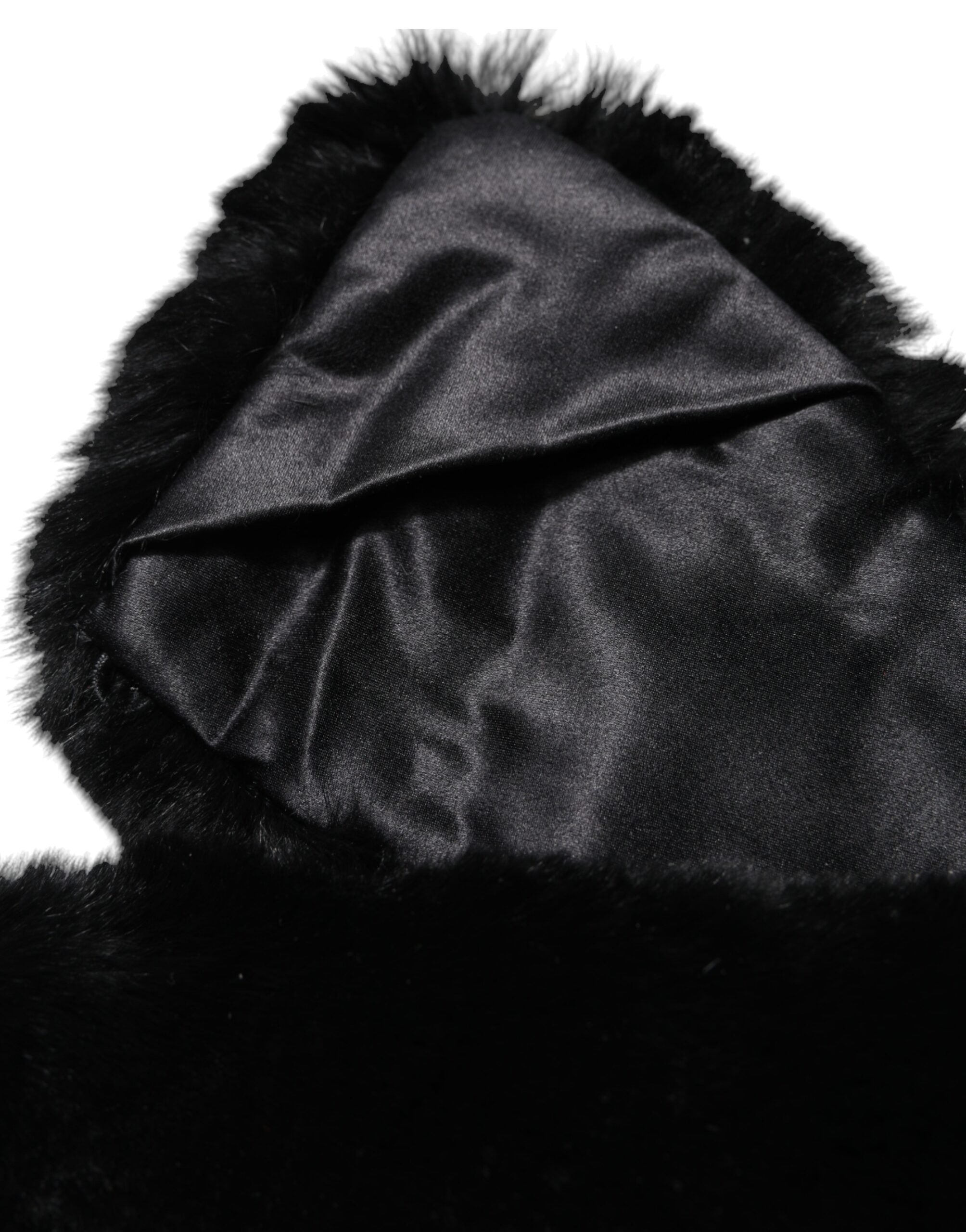 Dolce & Gabbana Black Lambskin Collar Women's Neck Wrap Scarf-5
