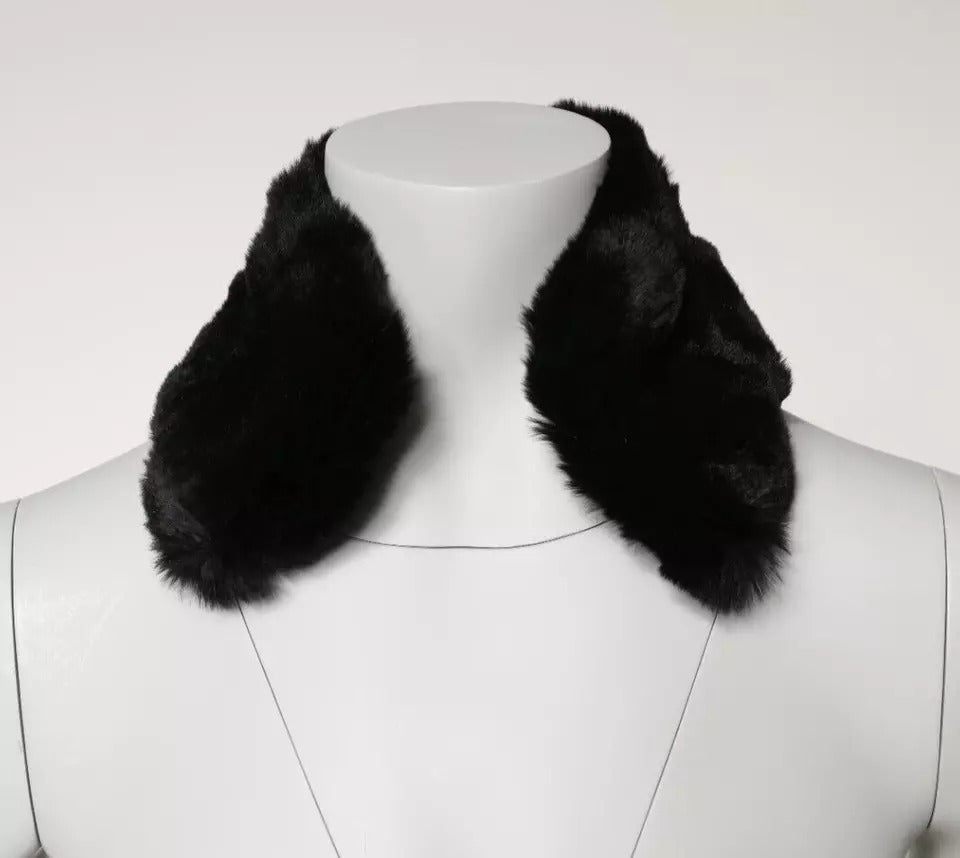 Dolce & Gabbana Black Lambskin Collar Women's Neck Wrap Scarf-1