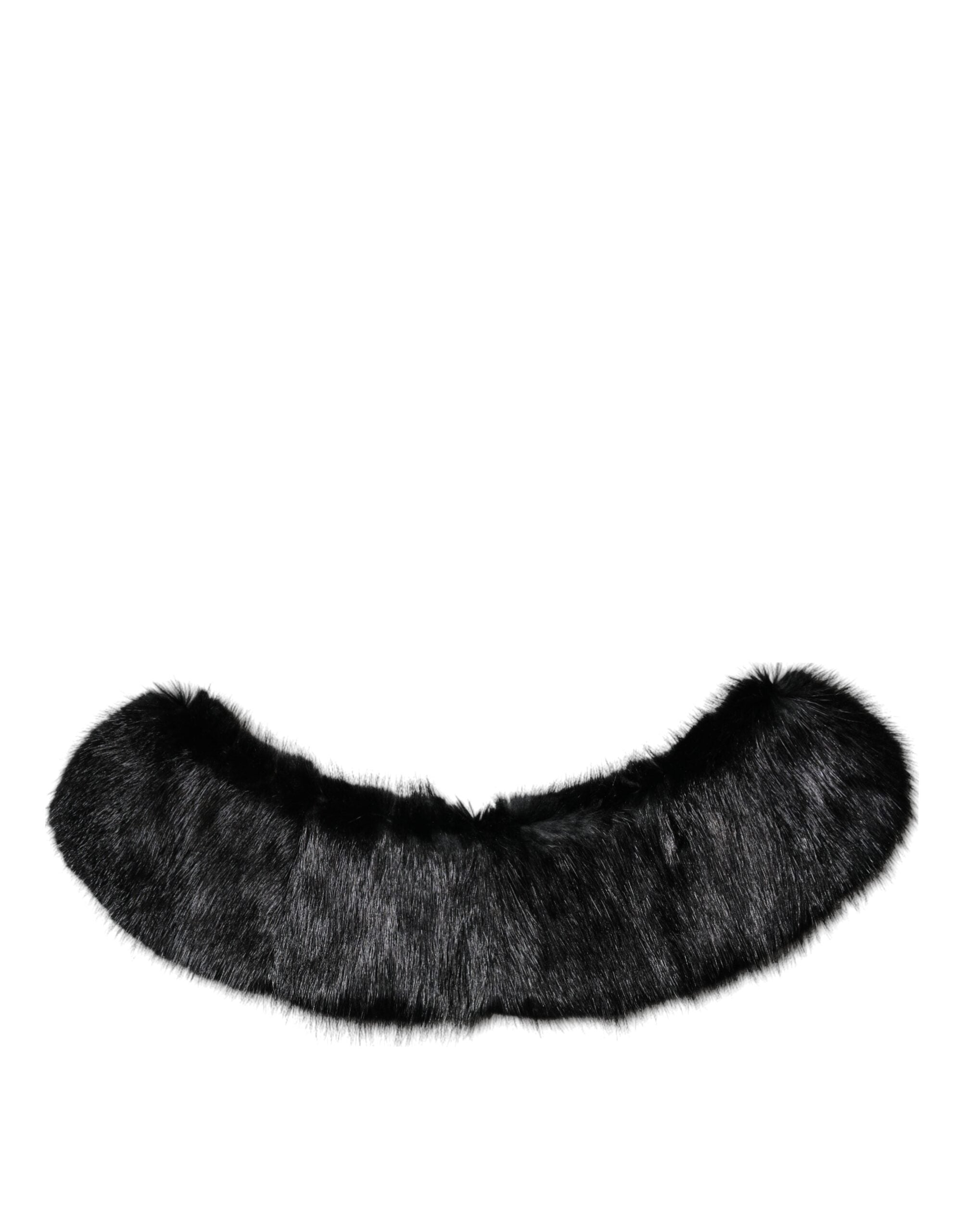 Dolce & Gabbana Black Fur Scarf Neck Wrap Cover Collar Scarf-5