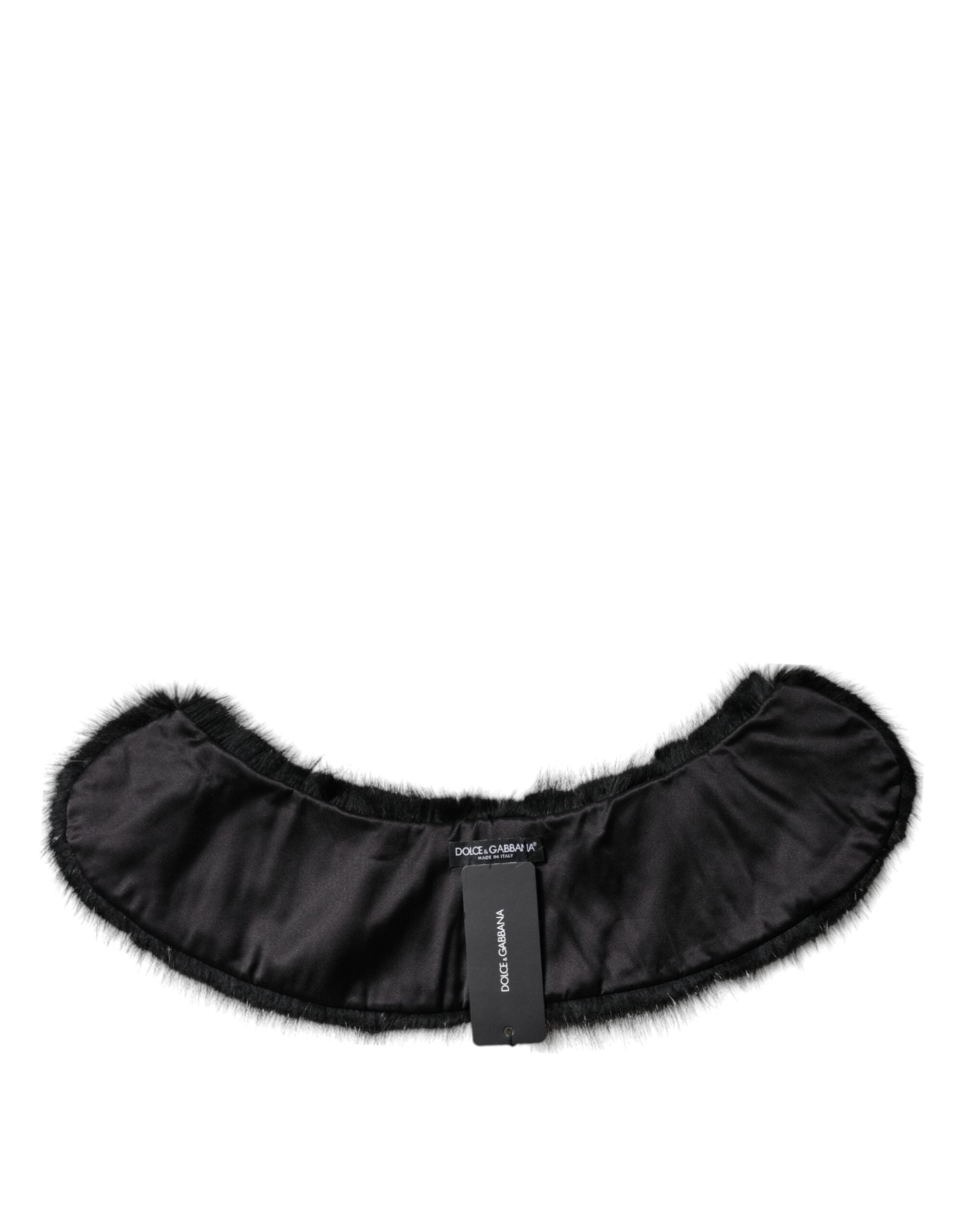 Dolce & Gabbana Black Fur Scarf Neck Wrap Cover Collar Scarf-6