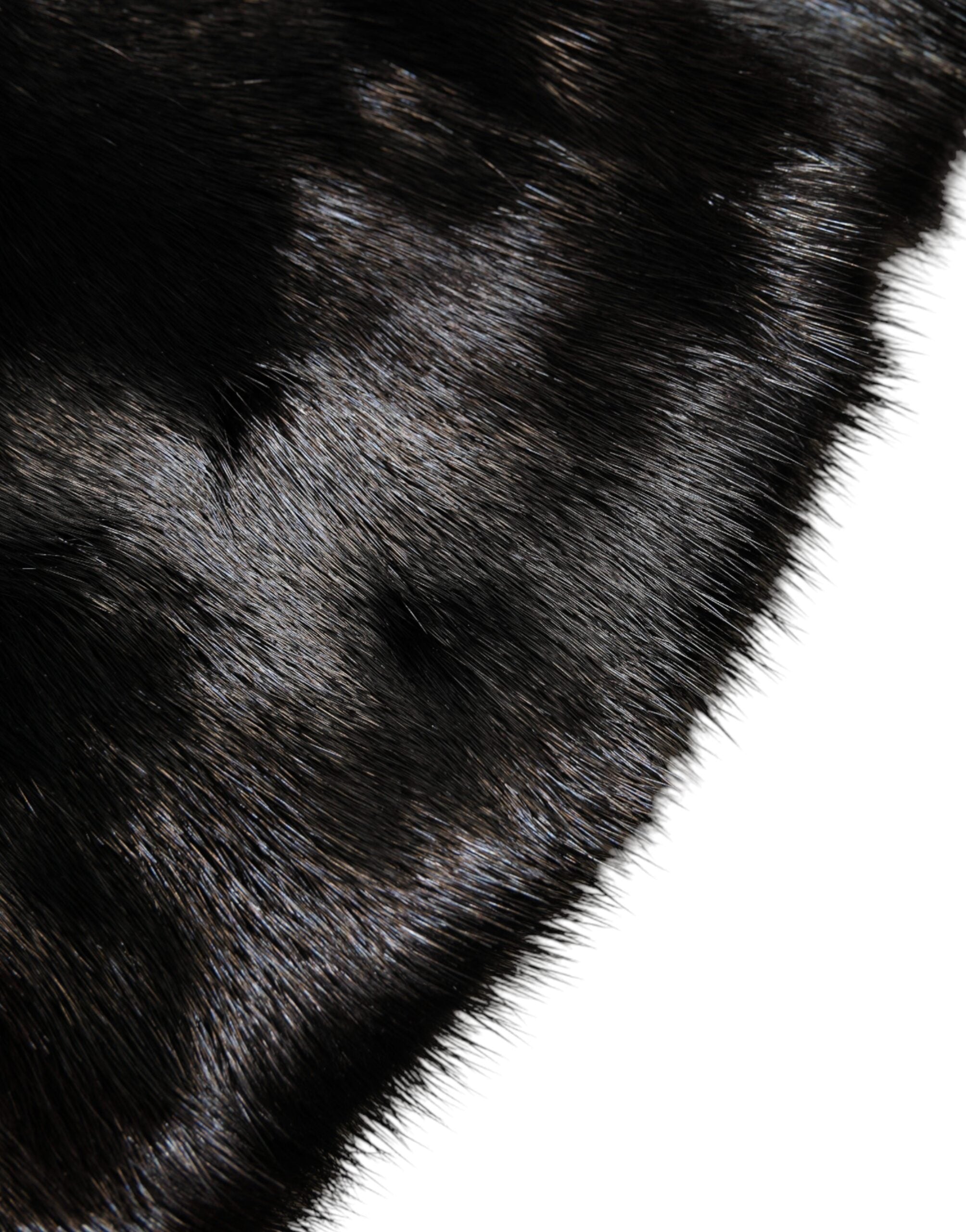 Dolce & Gabbana Black Fur Scarf Neck Wrap Cover Collar Scarf-5