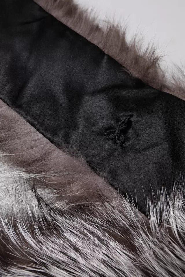 Dolce & Gabbana Grey Fox Fur Neck Wrap Warm Winter Scarf-8