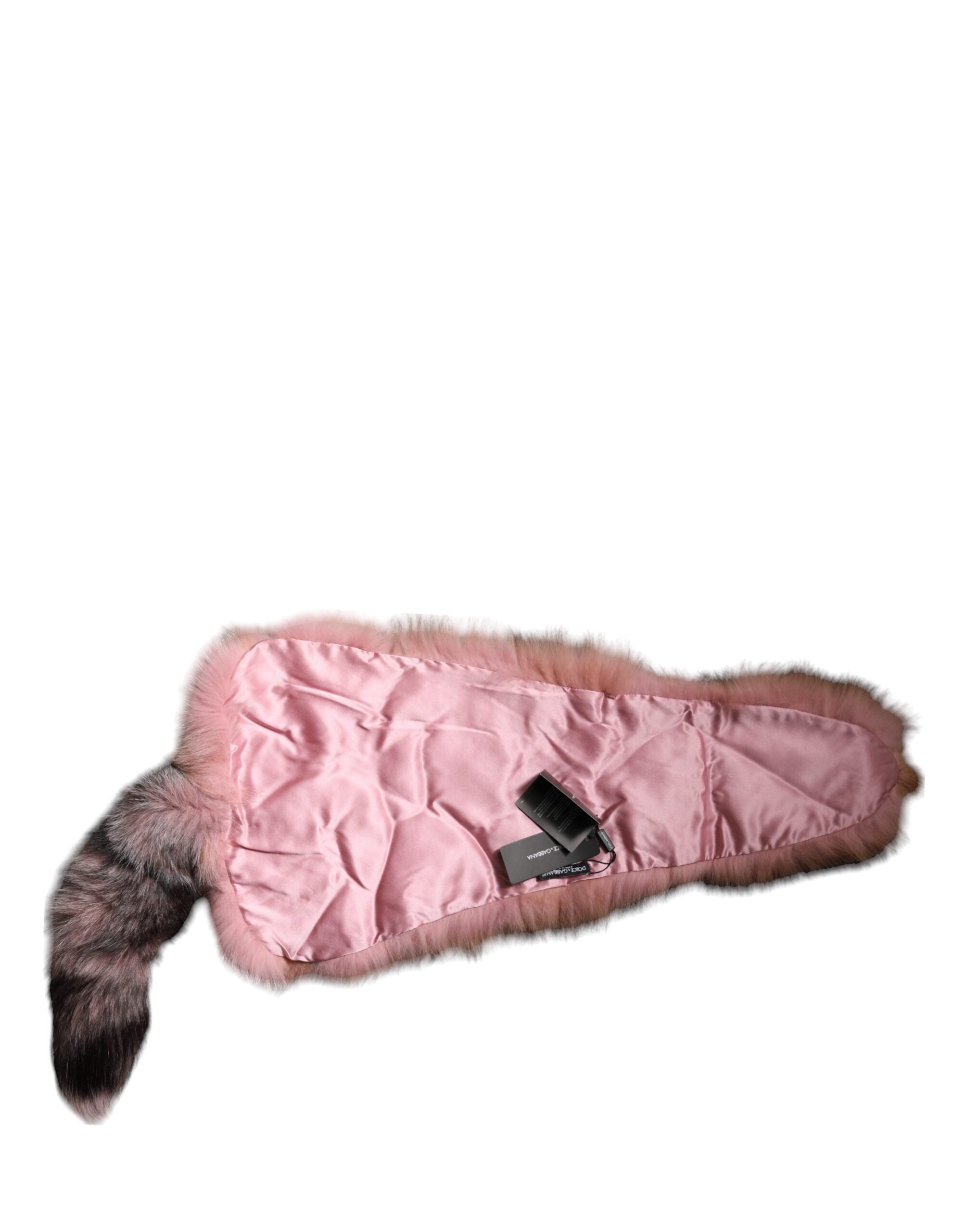 Dolce & Gabbana Pink Frost Fox Fur Neck Warmer Winter Scarf-6