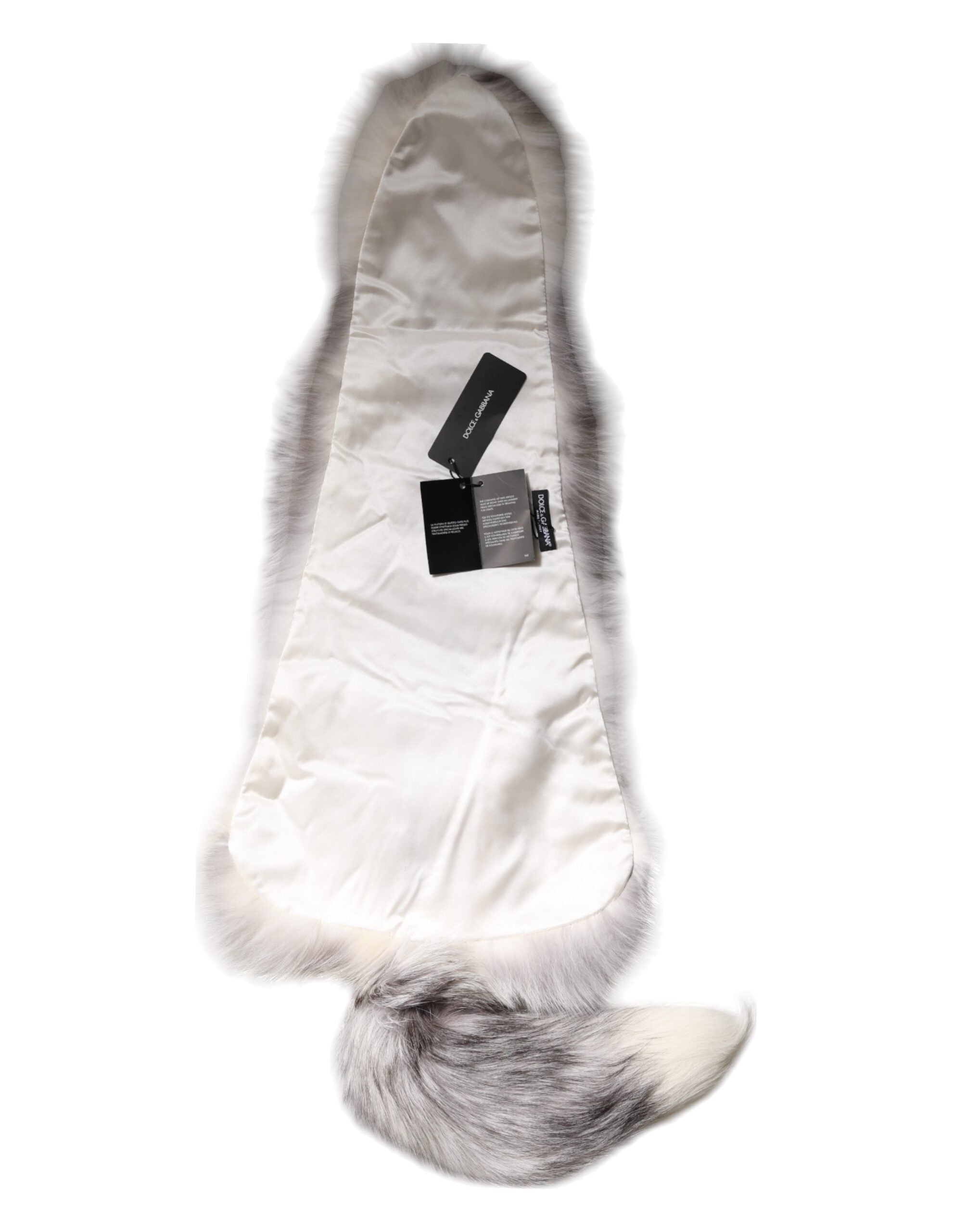 Dolce & Gabbana White Fox Fur Neck Wrap Warm Winter Scarf-6