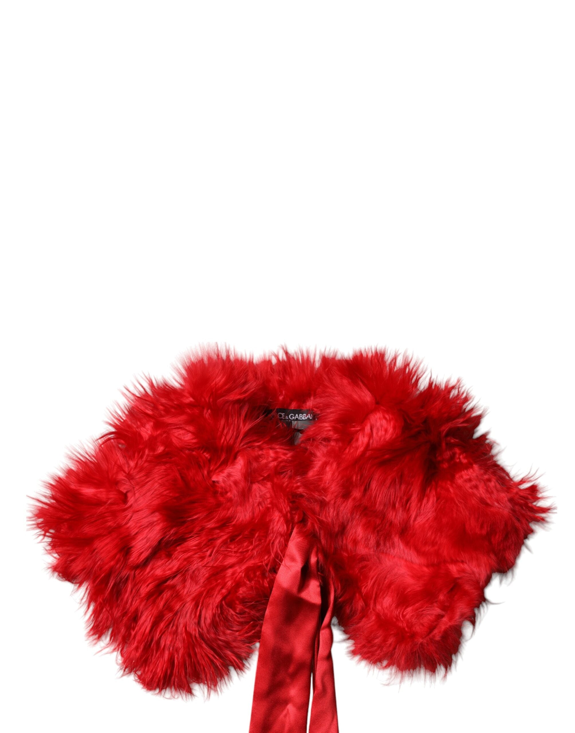Dolce & Gabbana Red Alpaca Fur Women's Neck Warmer Winter Scarf-3