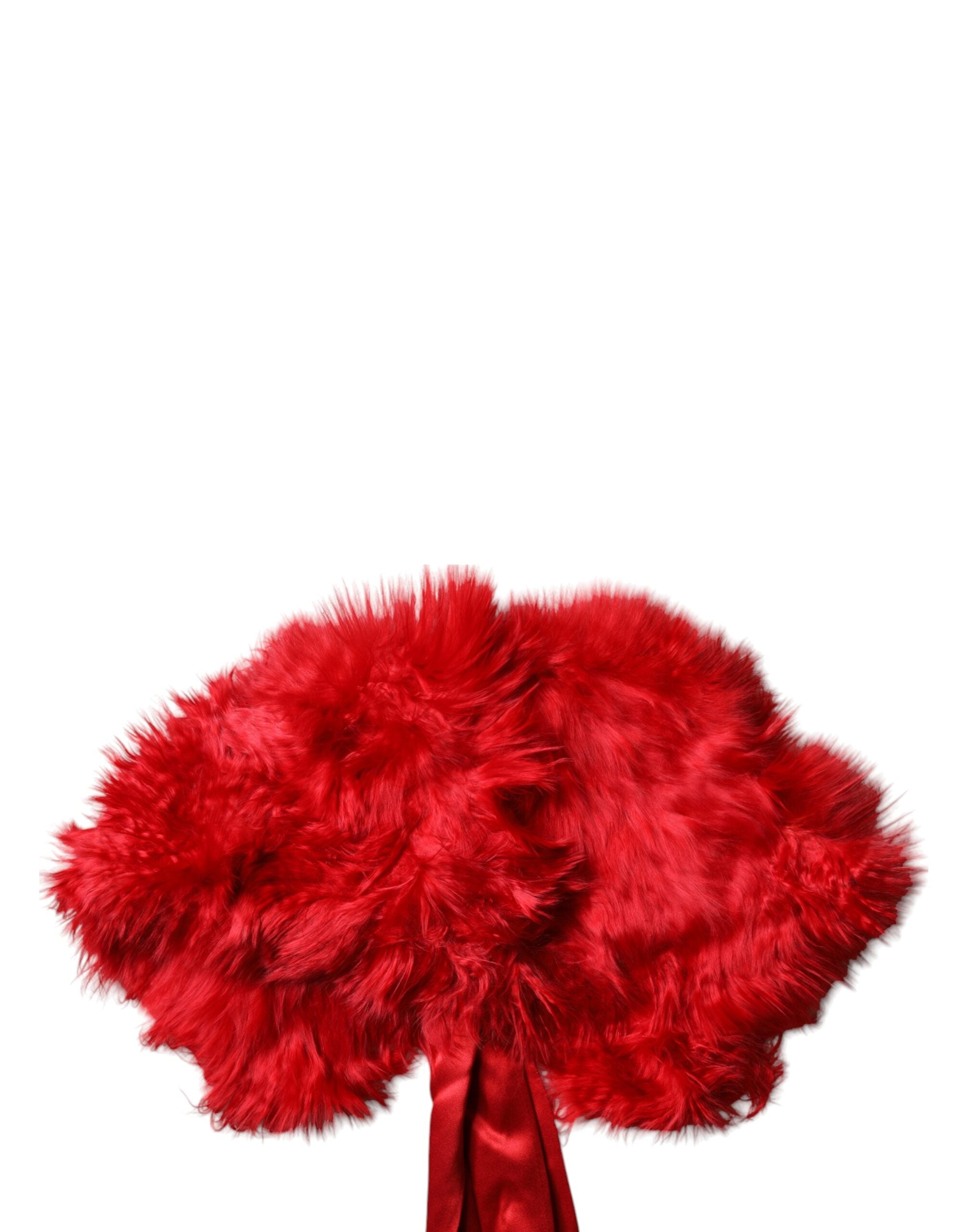 Dolce & Gabbana Red Alpaca Fur Women's Neck Warmer Winter Scarf-5