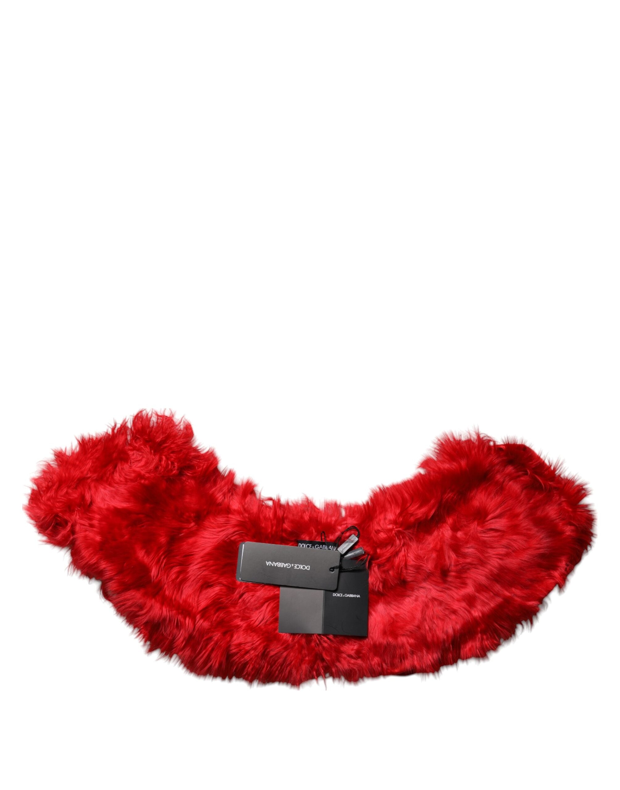 Dolce & Gabbana Red Alpaca Fur Women's Neck Warmer Winter Scarf-6