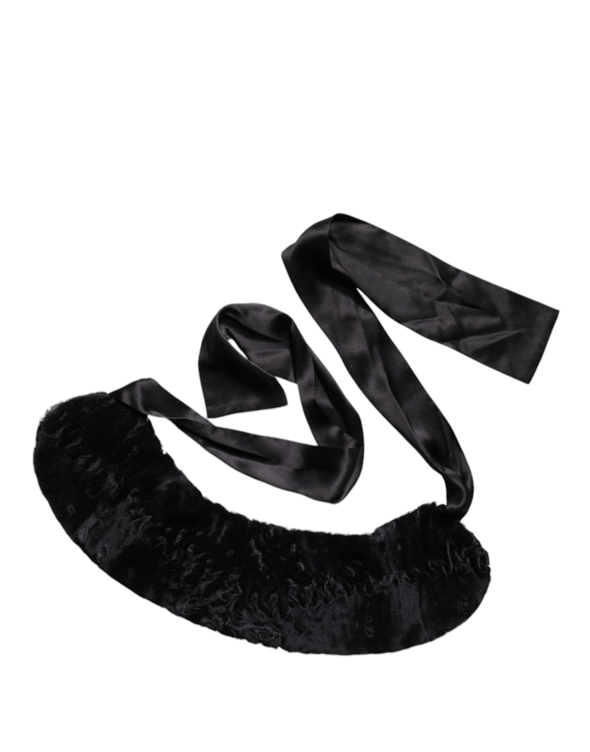 Dolce & Gabbana Black Lambskin Women's Neck Warmer Winter Scarf-5