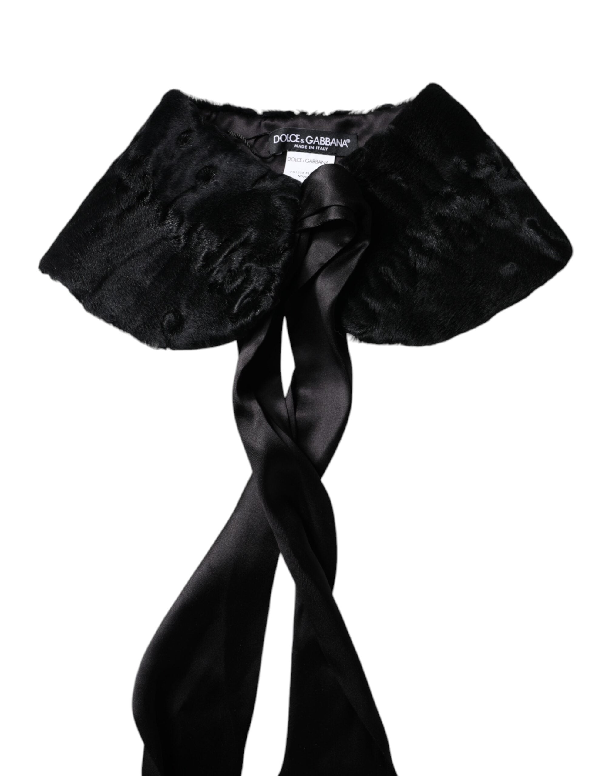 Dolce & Gabbana Black Lambskin Women's Neck Warmer Winter Scarf-7