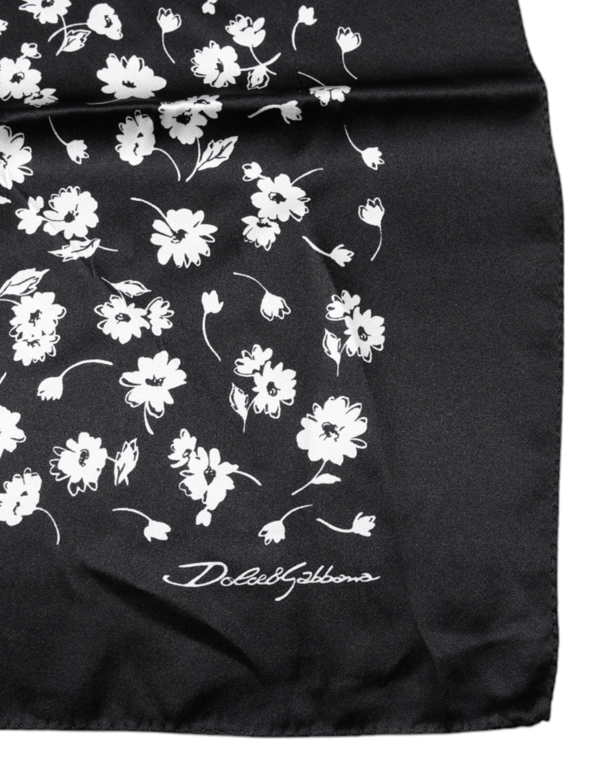 Dolce & Gabbana Schwarzer floraler Seidenschal mit quadratischem Umschlag-4