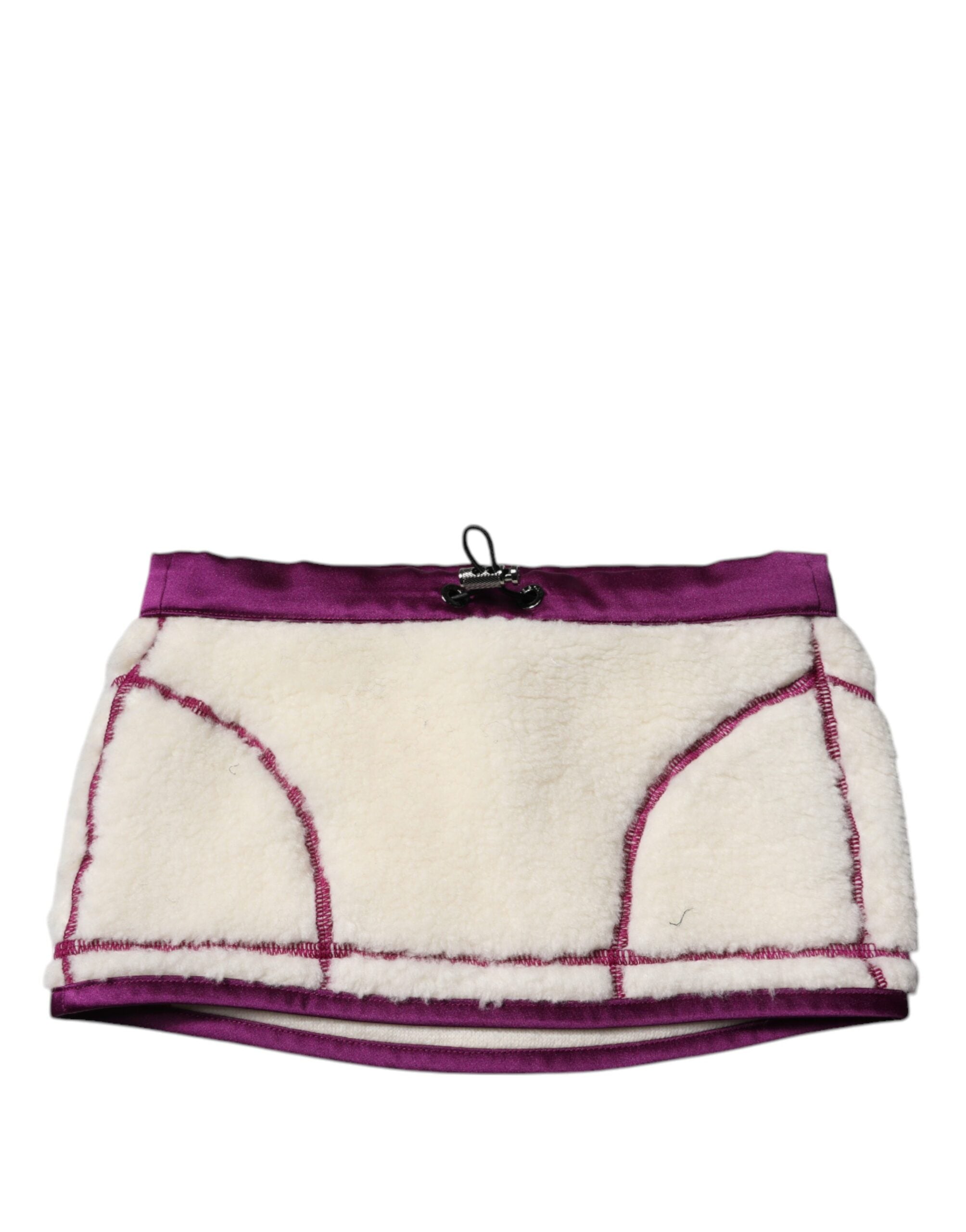 Dolce & Gabbana White Purple Cashmere Fleece Neck Warmer Scarf-2
