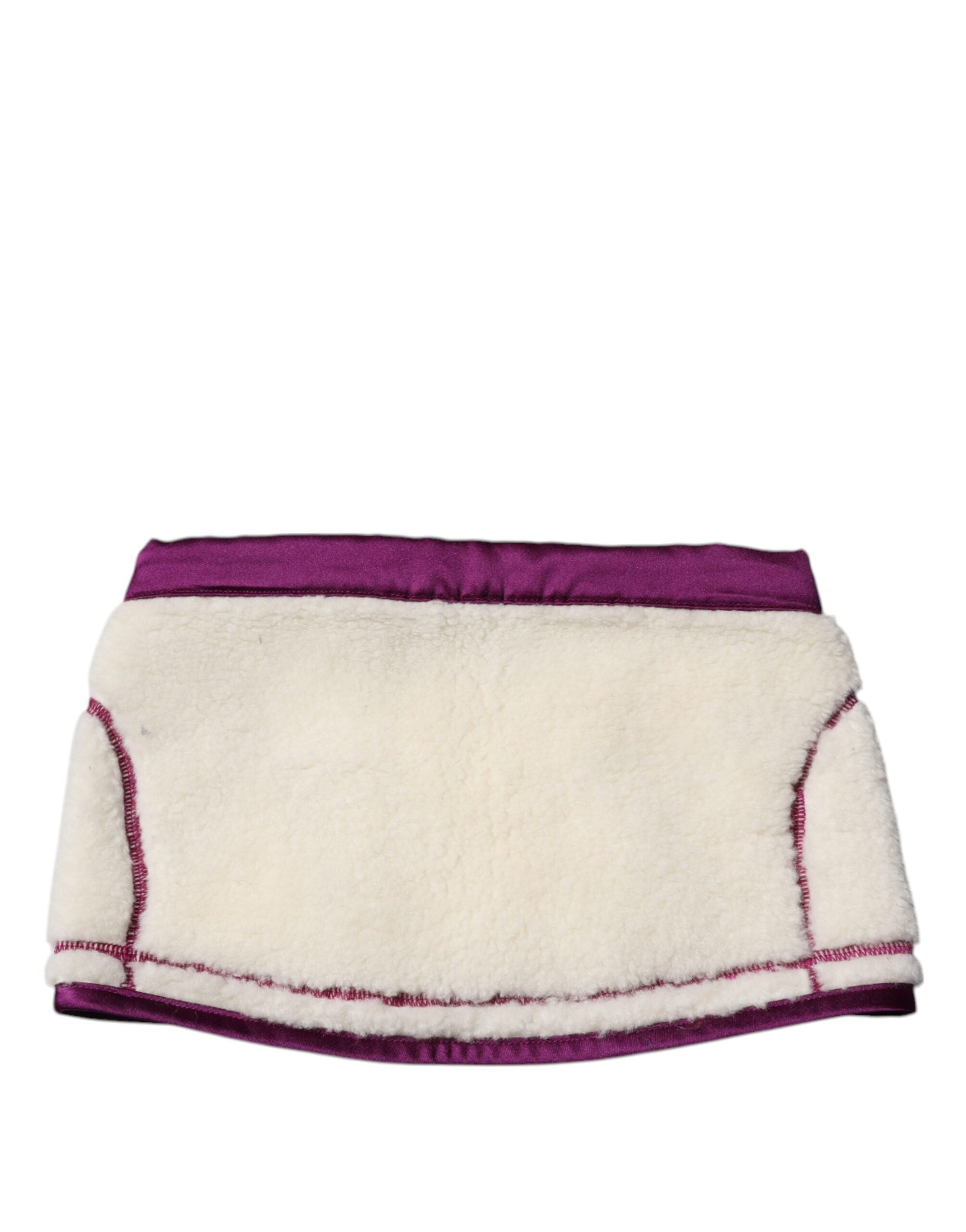 Dolce & Gabbana White Purple Cashmere Fleece Neck Warmer Scarf-4
